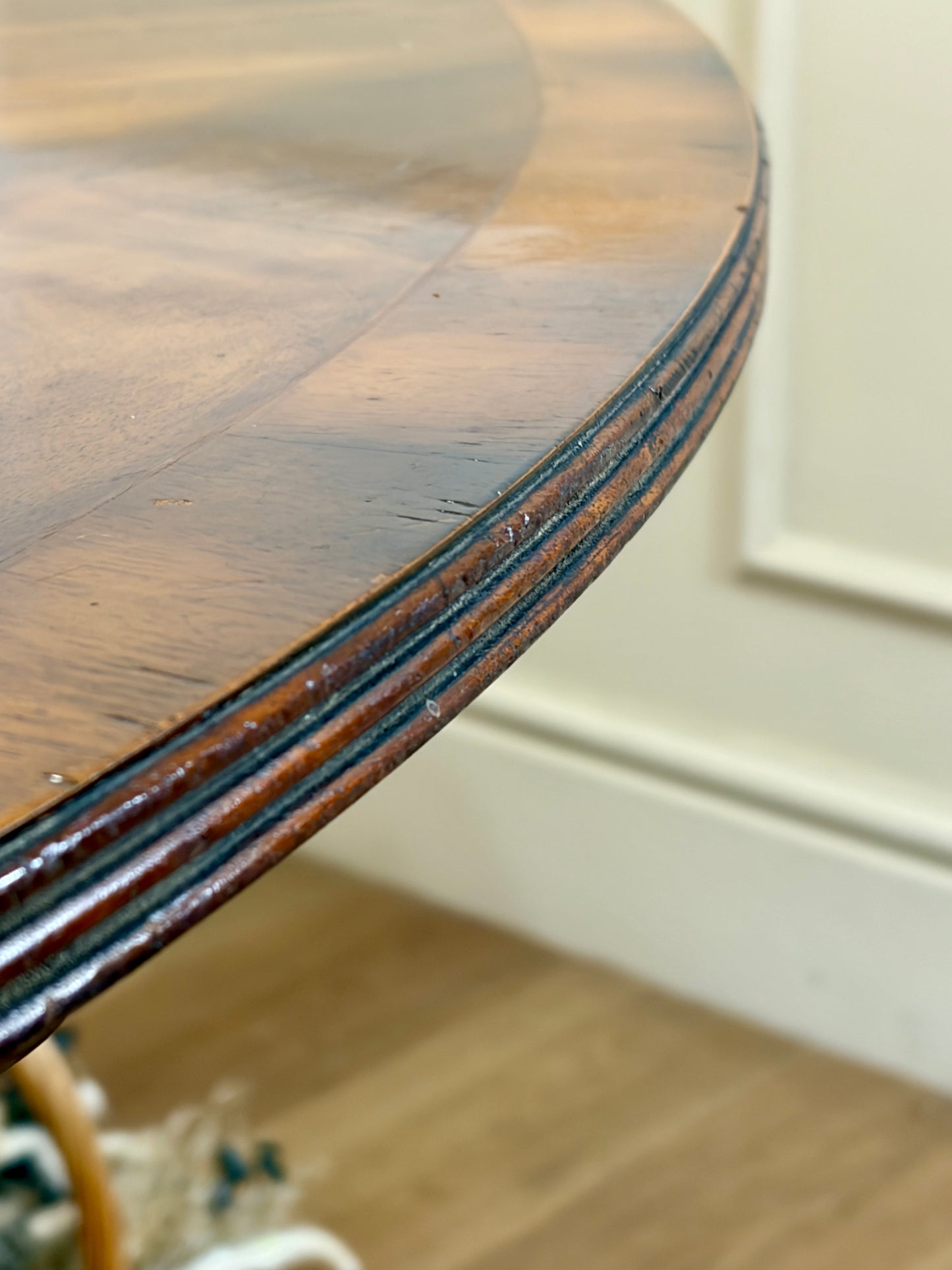Mid Century Walnut Georgian Style Breakfast Table on Brass Casters