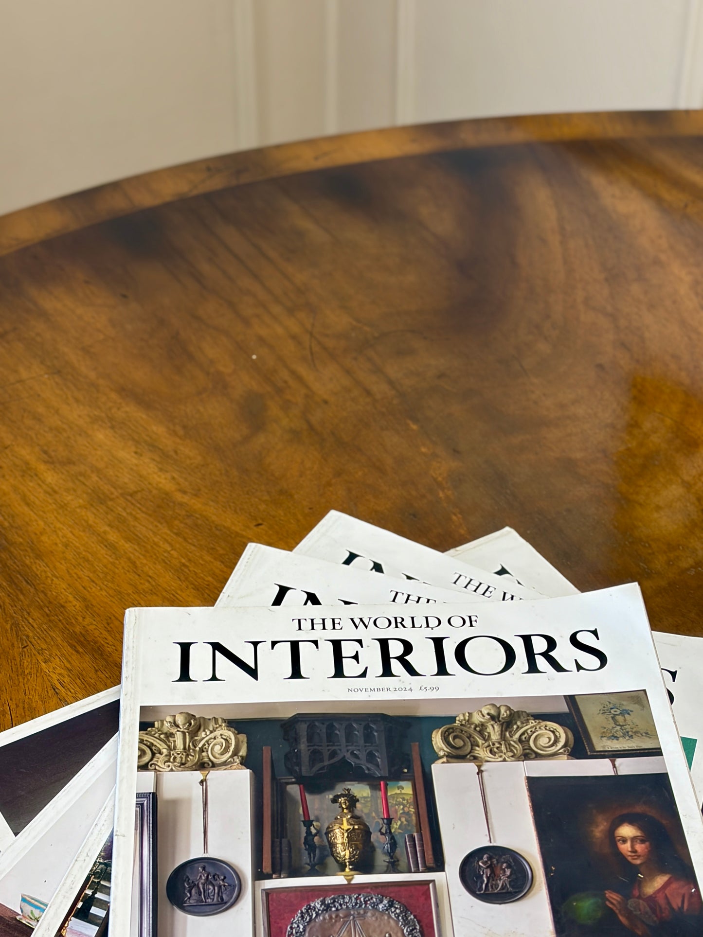 Mid Century Walnut Georgian Style Breakfast Table on Brass Casters