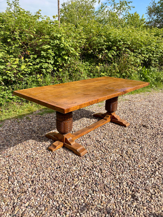 Antique Refectory Farmhouse Light Oak Dining Table
