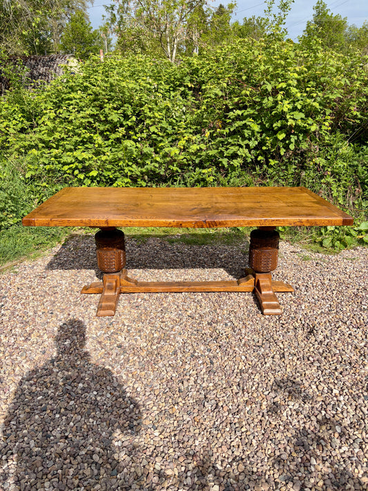 Antique Refectory Farmhouse Light Oak Dining Table