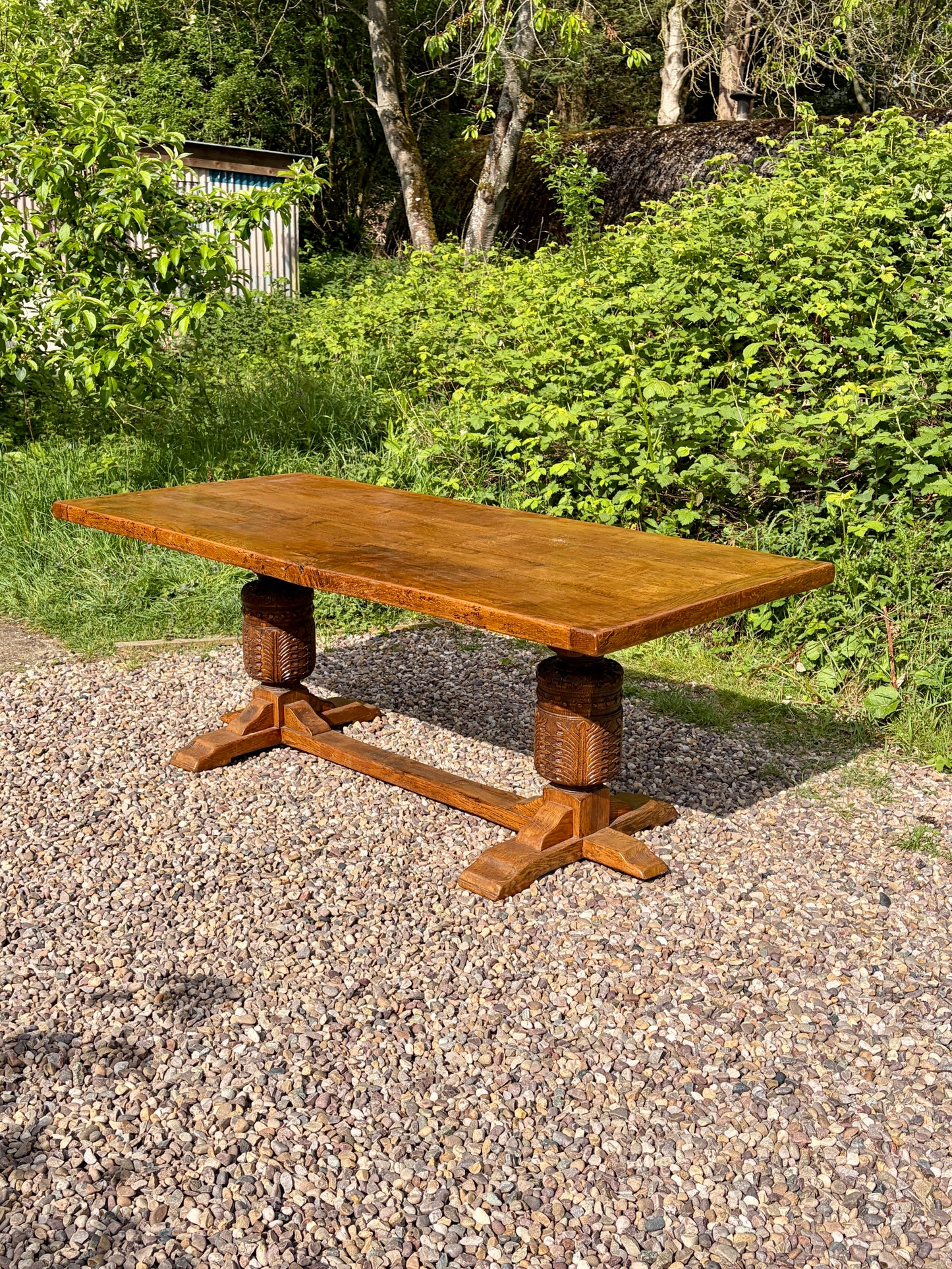 Antique Refectory Farmhouse Light Oak Dining Table