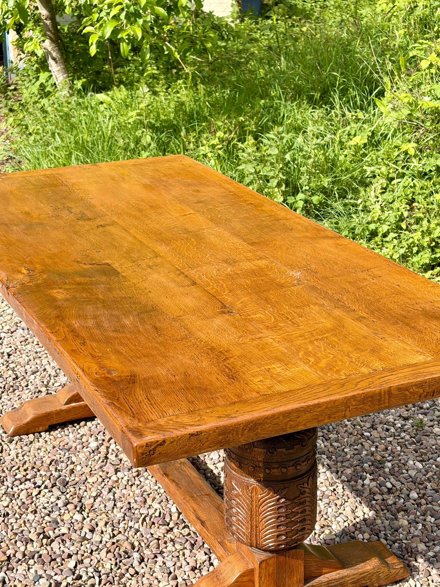 Antique Refectory Farmhouse Light Oak Dining Table