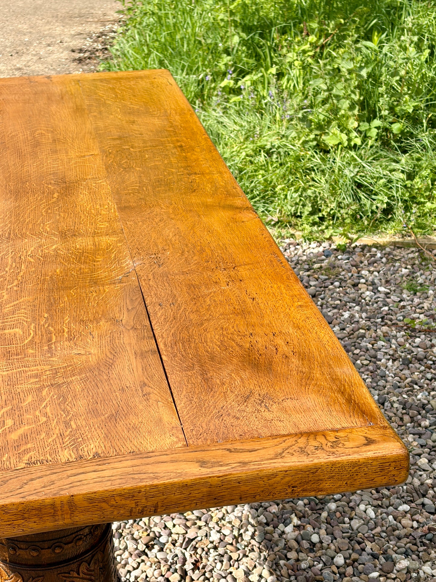Antique Refectory Farmhouse Light Oak Dining Table
