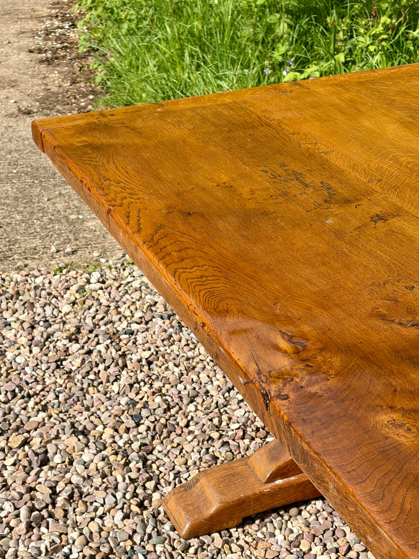 Antique Refectory Farmhouse Light Oak Dining Table
