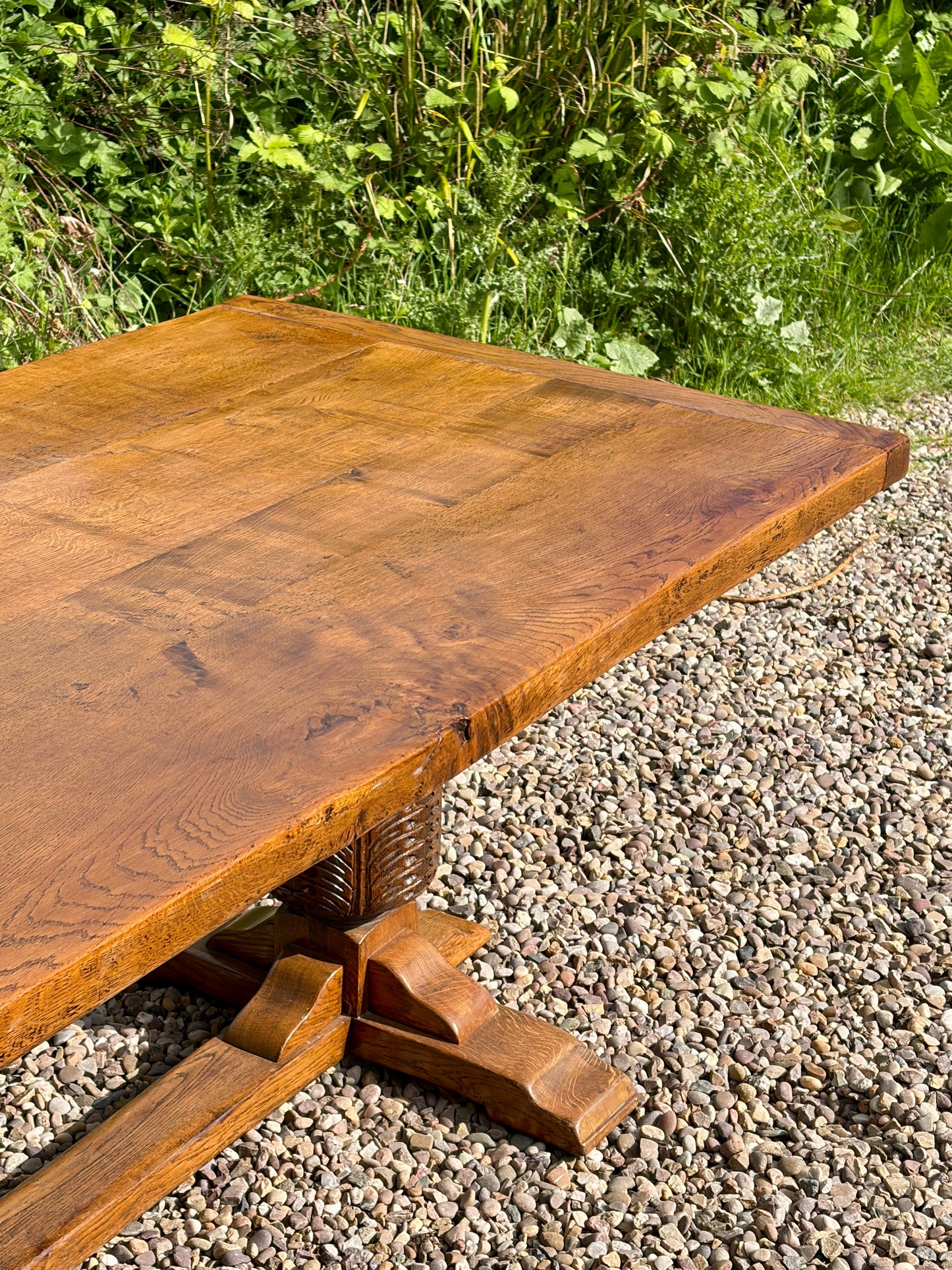 Antique Refectory Farmhouse Light Oak Dining Table