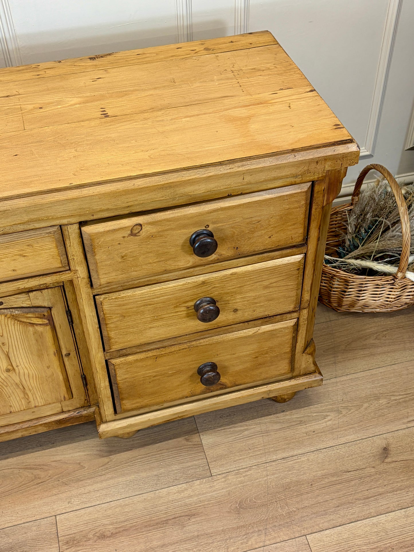 Antique Farmhouse Pine Sideboard