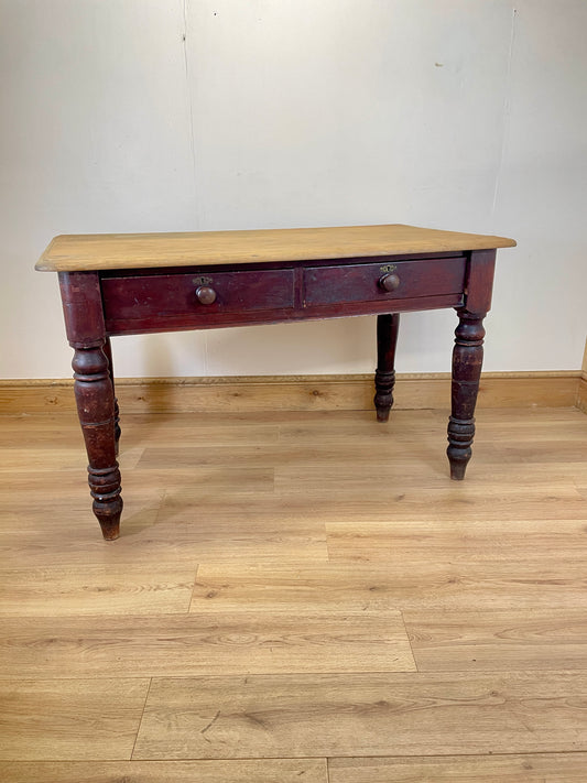 Victorian Pine Kitchen Table | Rustic Antique Farmhouse Prep Table