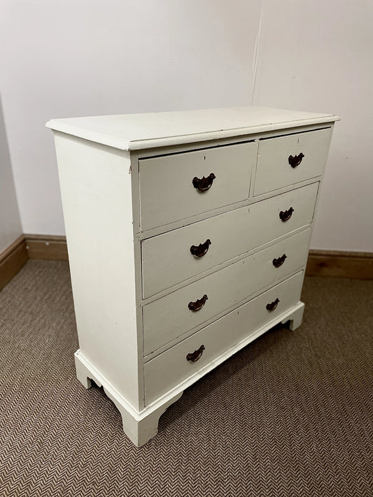 Antique Victorian Slim Shabby Chic White Chest of Drawers