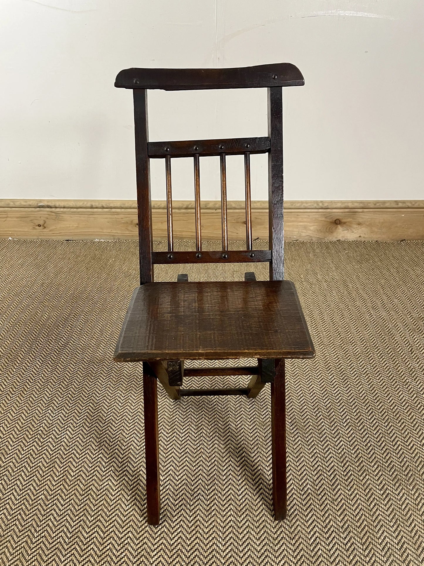 19C Antique Oak Folding Childs Chair