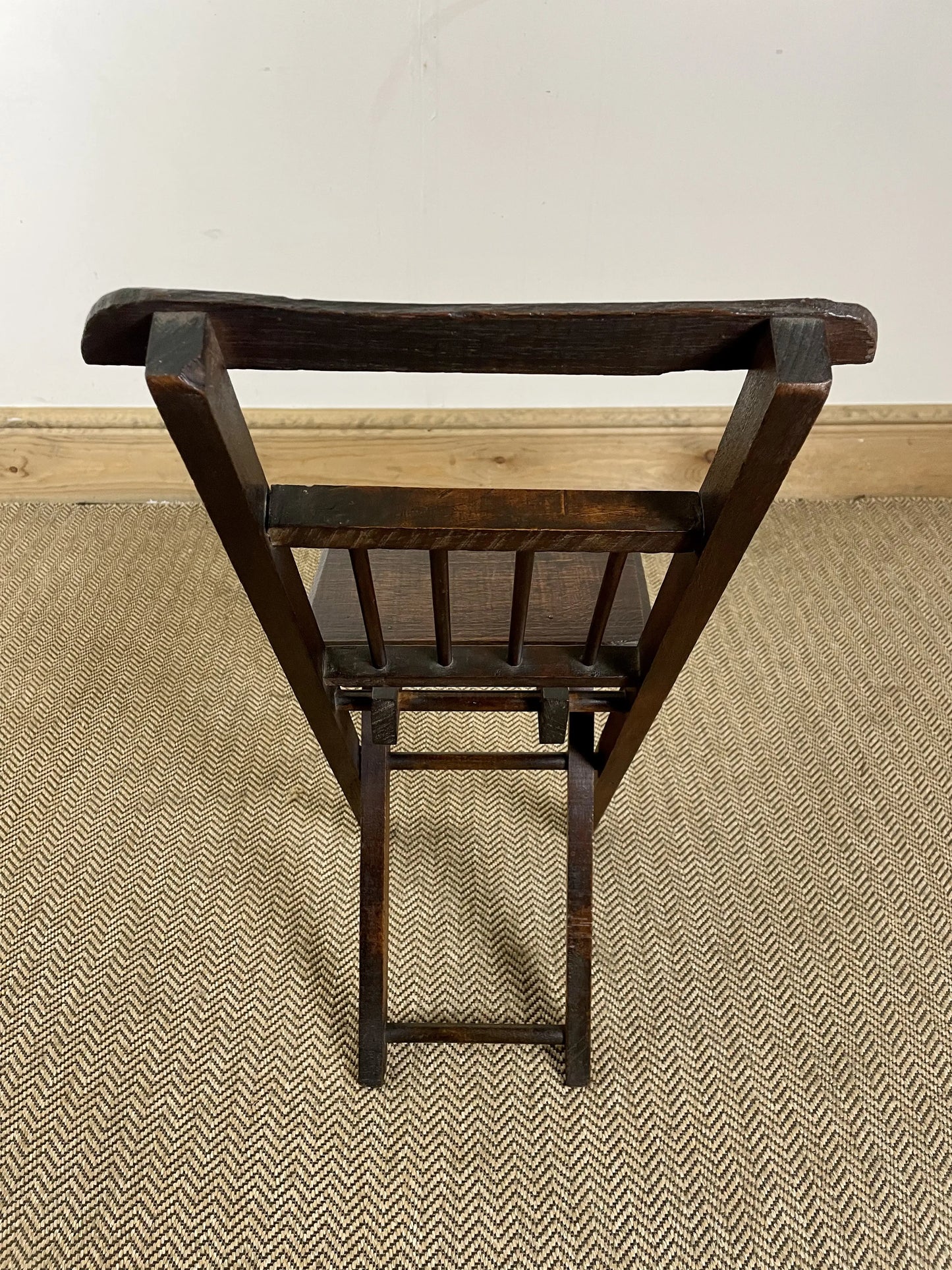 19C Antique Oak Folding Childs Chair