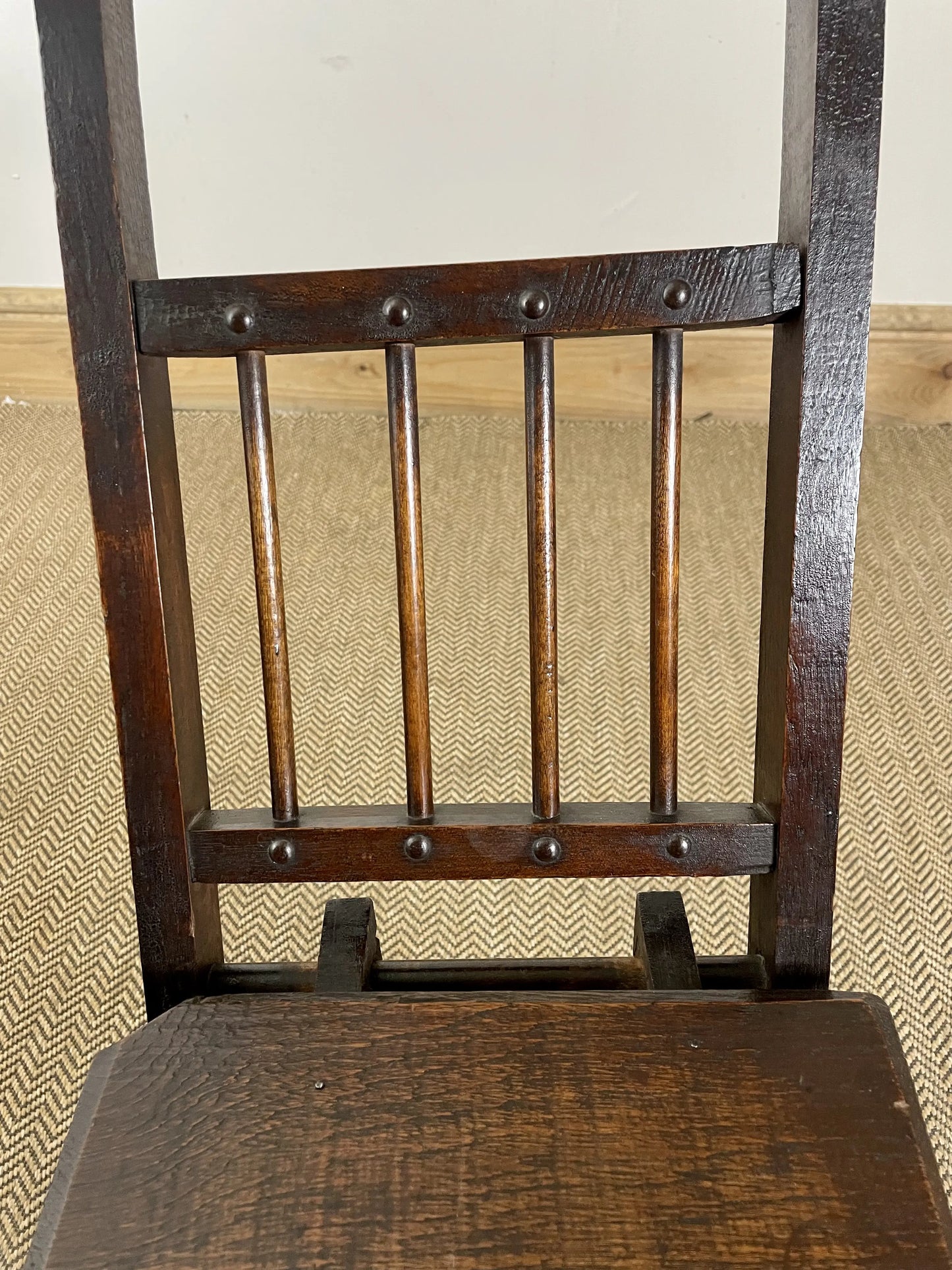 19C Antique Oak Folding Childs Chair