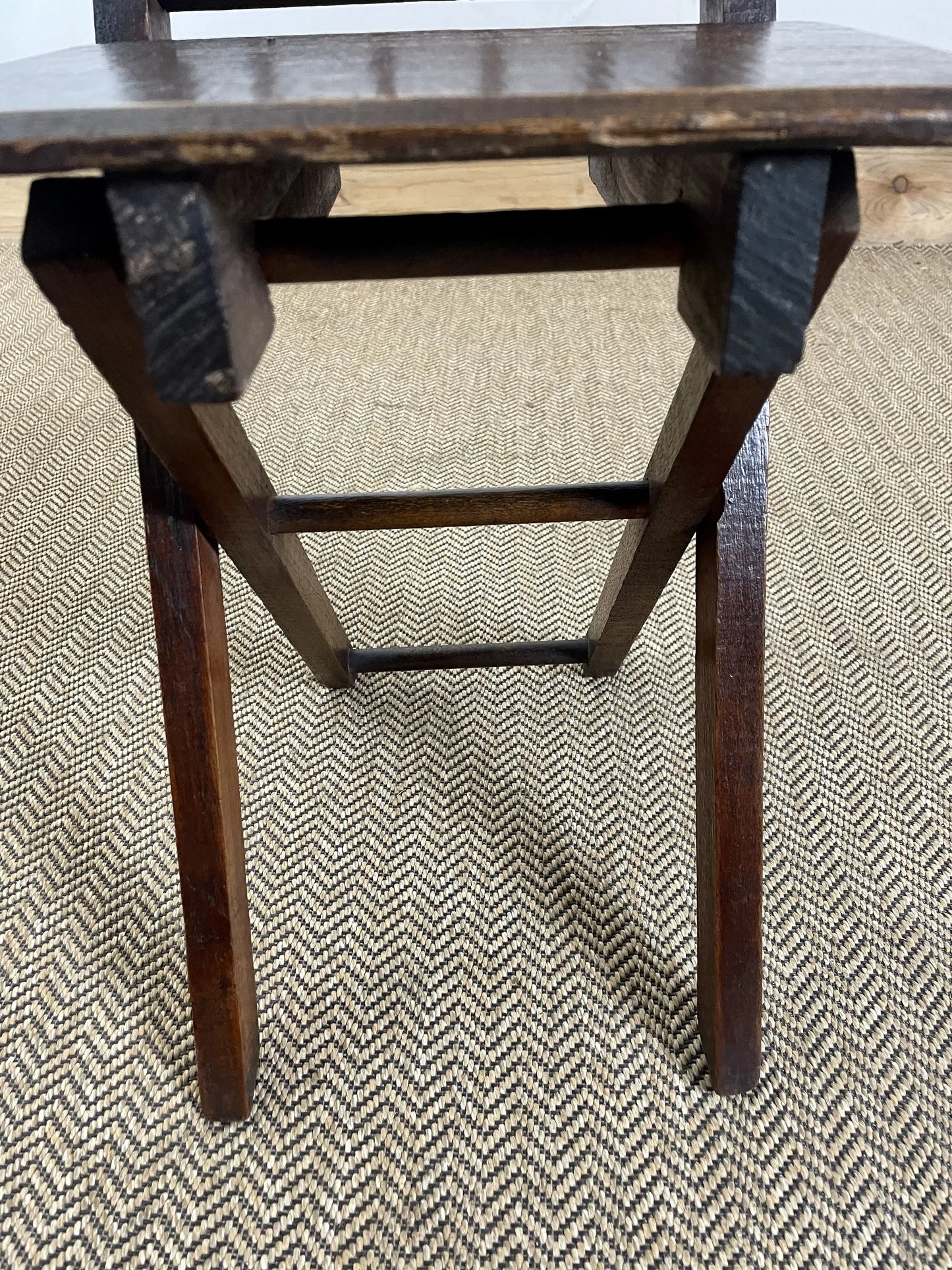 19C Antique Oak Folding Childs Chair