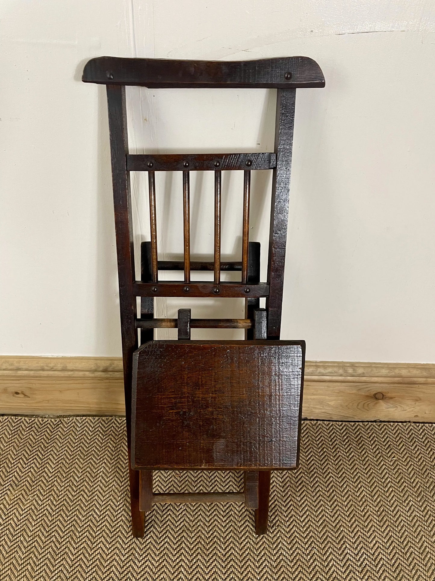 19C Antique Oak Folding Childs Chair