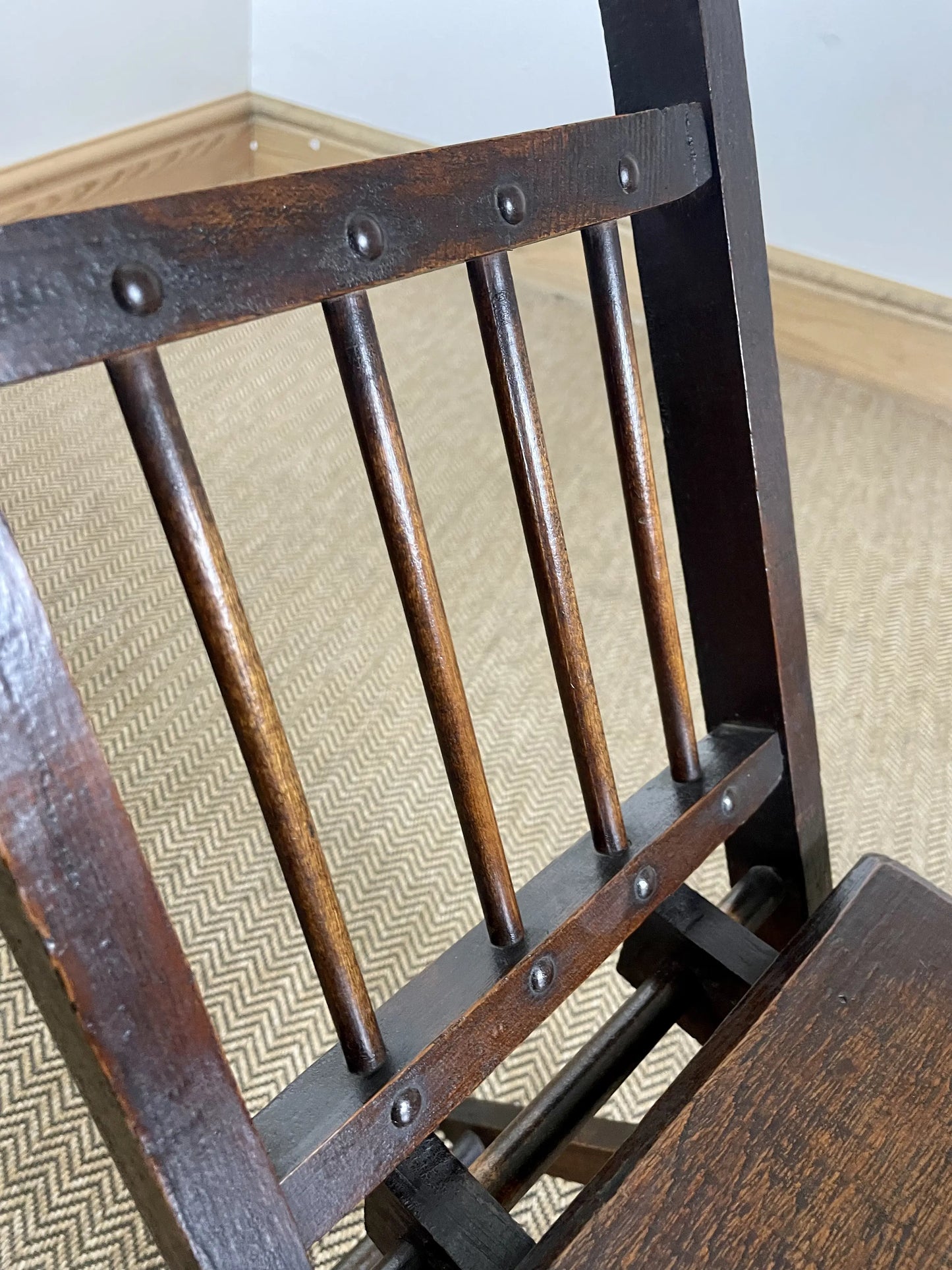 19C Antique Oak Folding Childs Chair