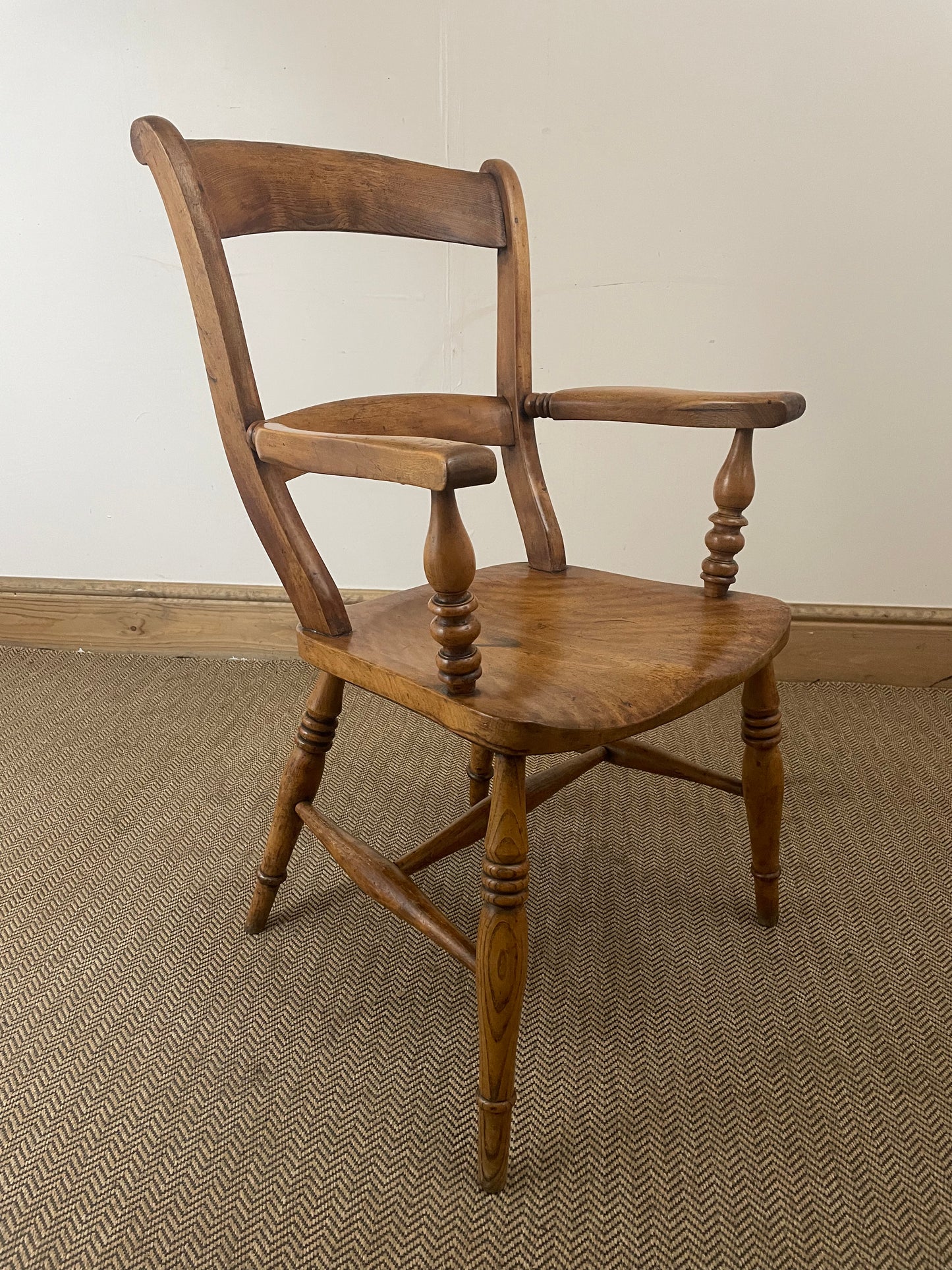 Discover Elegance & Comfort: The Victorian Antique Oxford Fruitwood Arm Chair