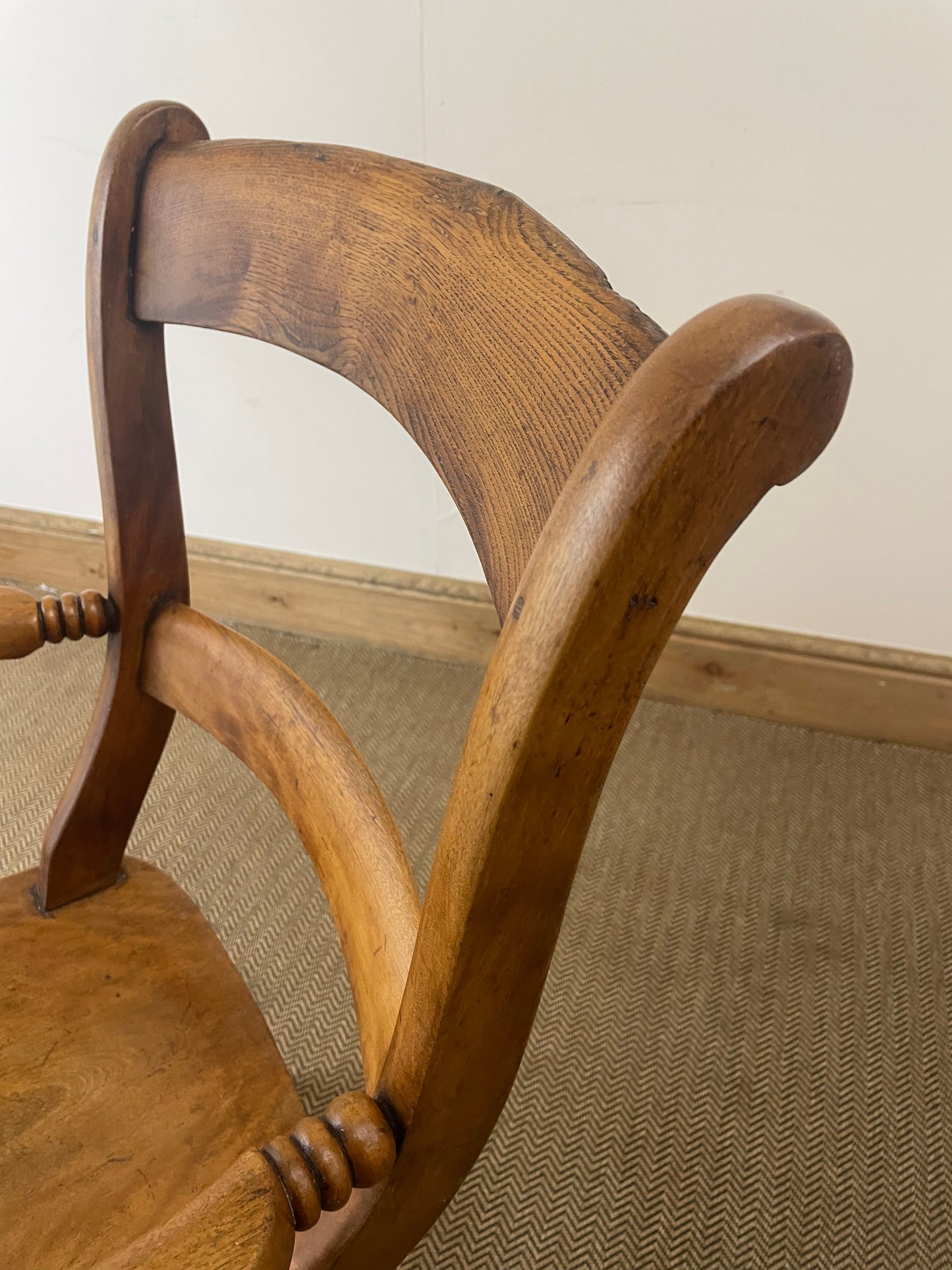 Discover Elegance & Comfort: The Victorian Antique Oxford Fruitwood Arm Chair