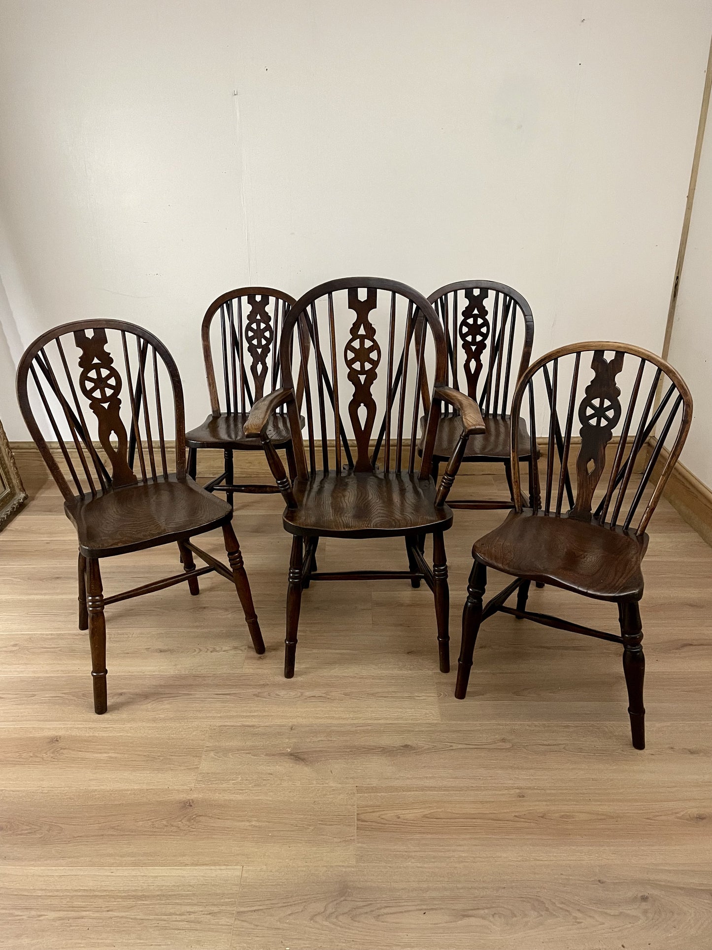 Elegant 19th Century Harlequin Set of Kitchen Chairs - Perfectly Restored