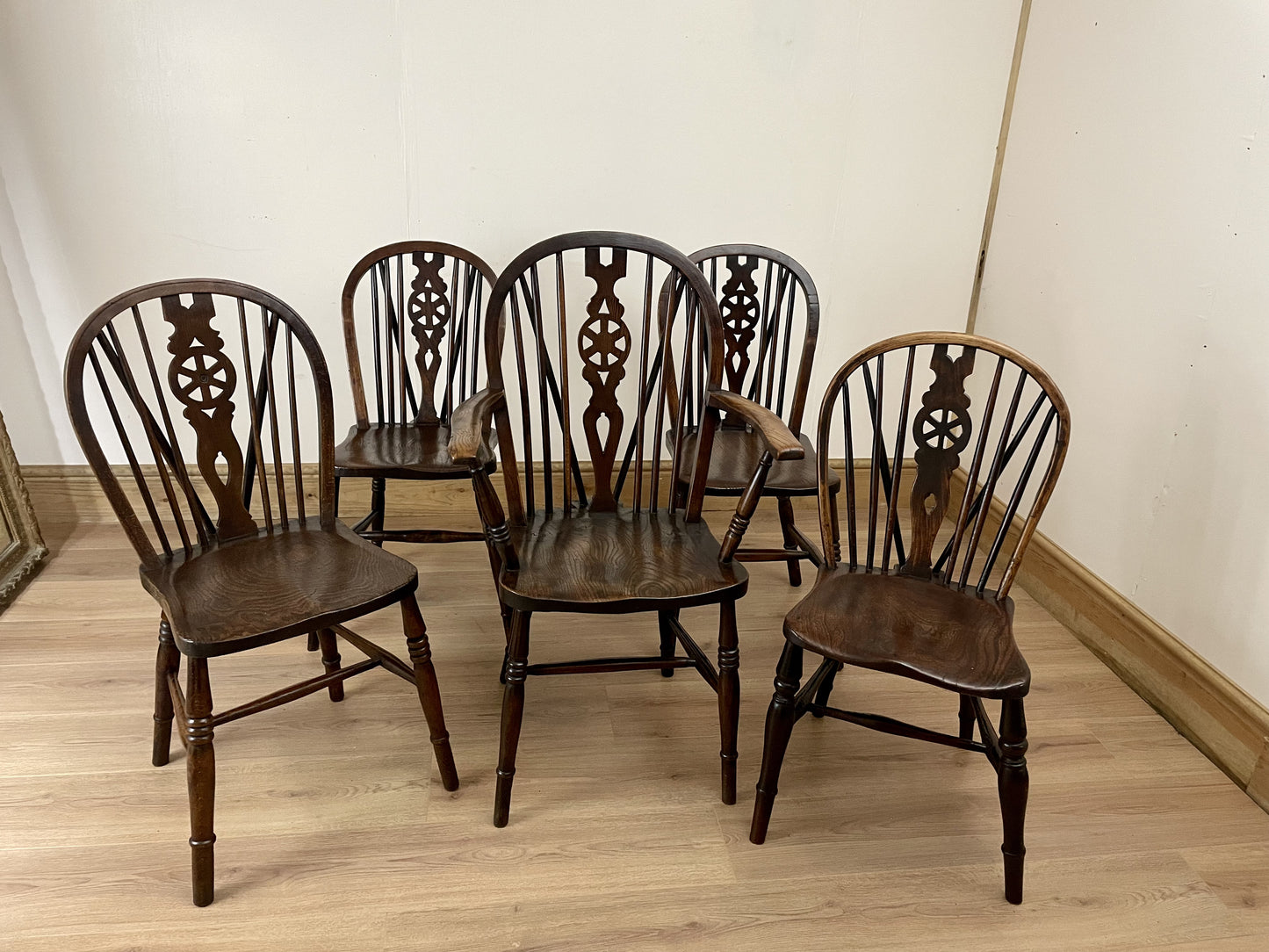 Elegant 19th Century Harlequin Set of Kitchen Chairs - Perfectly Restored