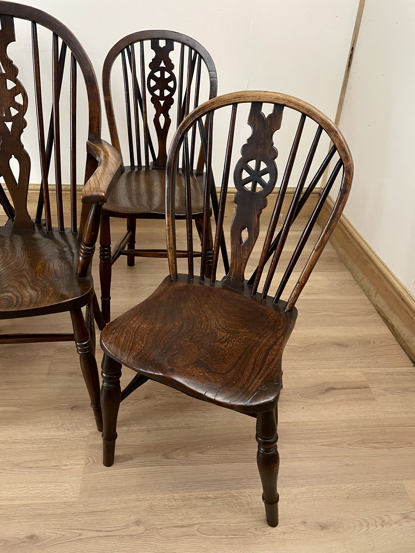 Elegant 19th Century Harlequin Set of Kitchen Chairs - Perfectly Restored