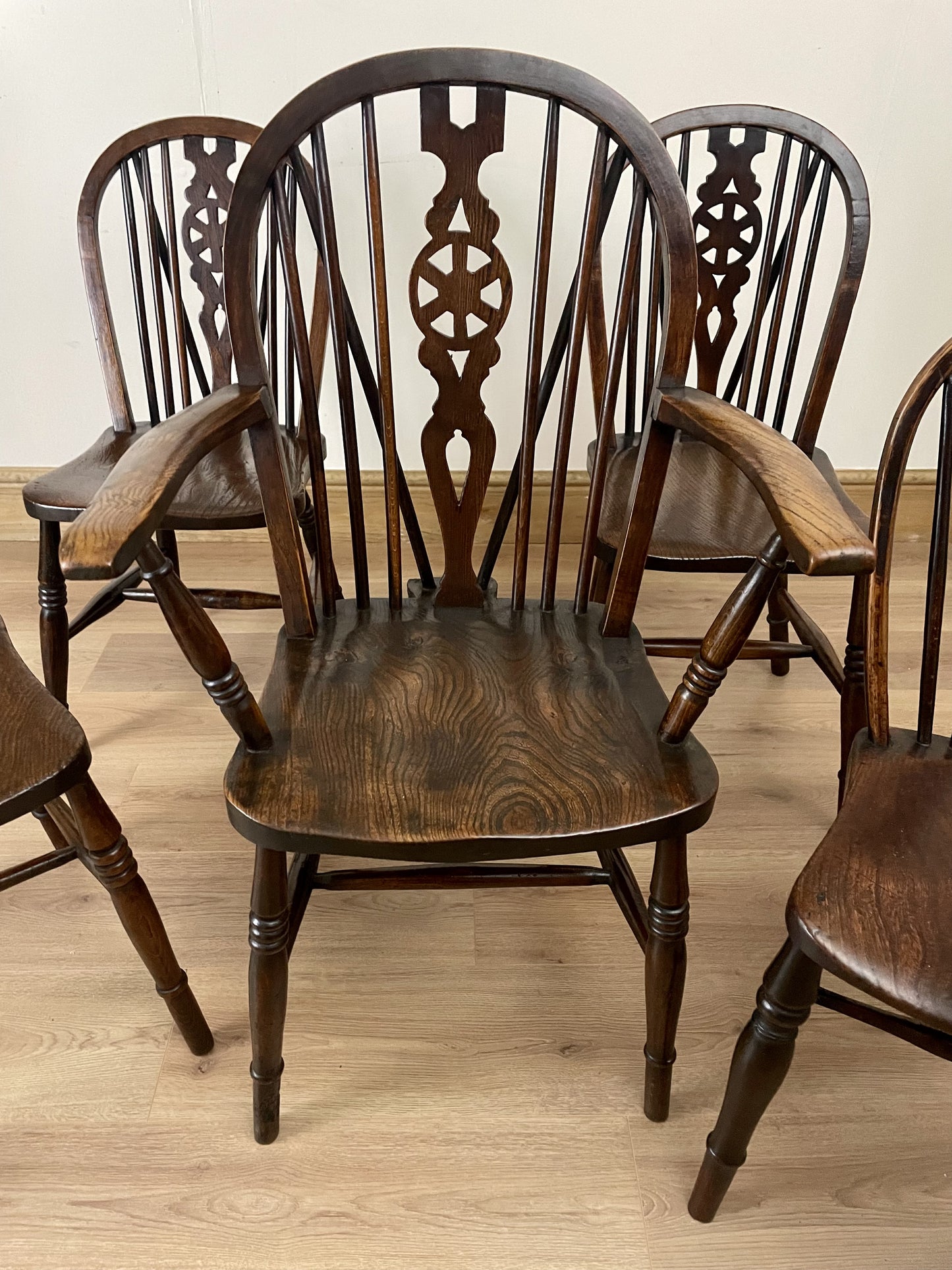 Elegant 19th Century Harlequin Set of Kitchen Chairs - Perfectly Restored