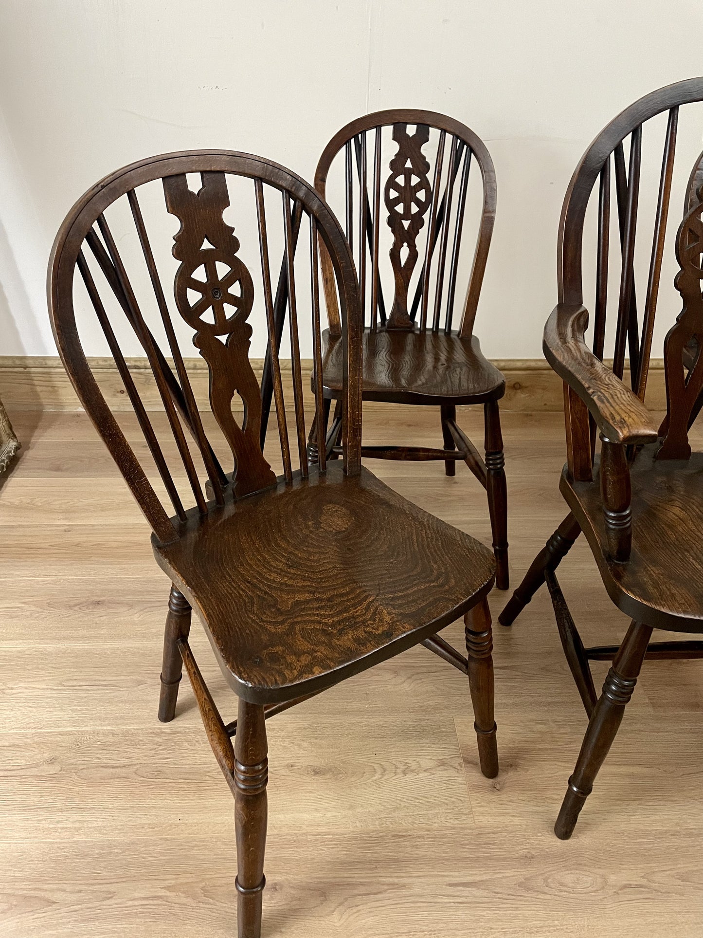 Elegant 19th Century Harlequin Set of Kitchen Chairs - Perfectly Restored