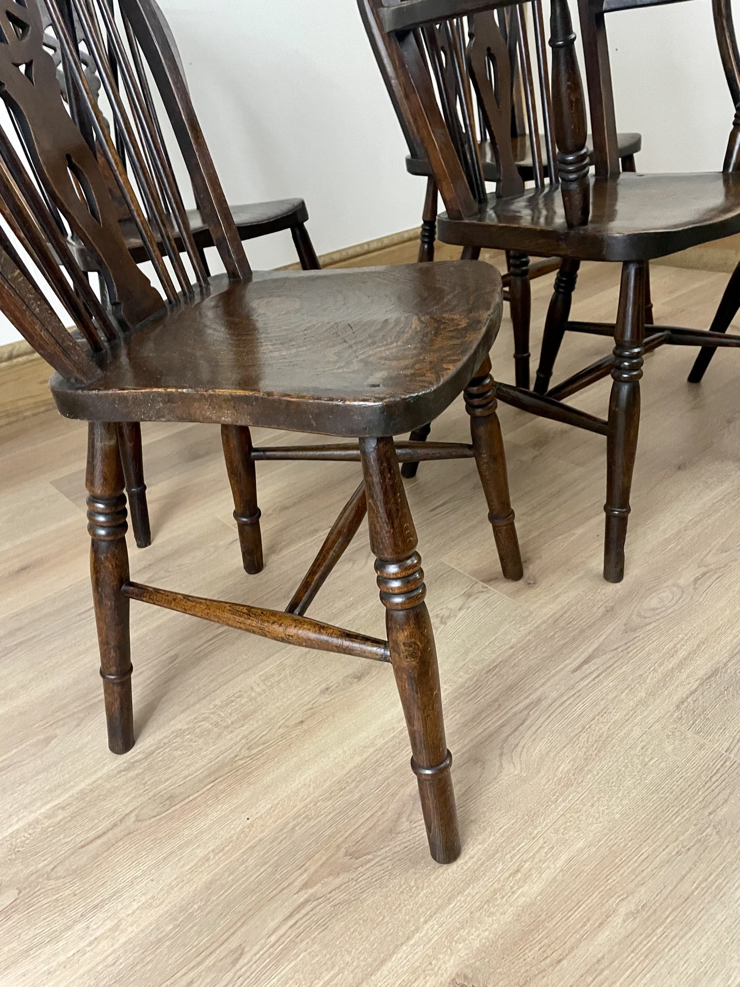 Elegant 19th Century Harlequin Set of Kitchen Chairs - Perfectly Restored