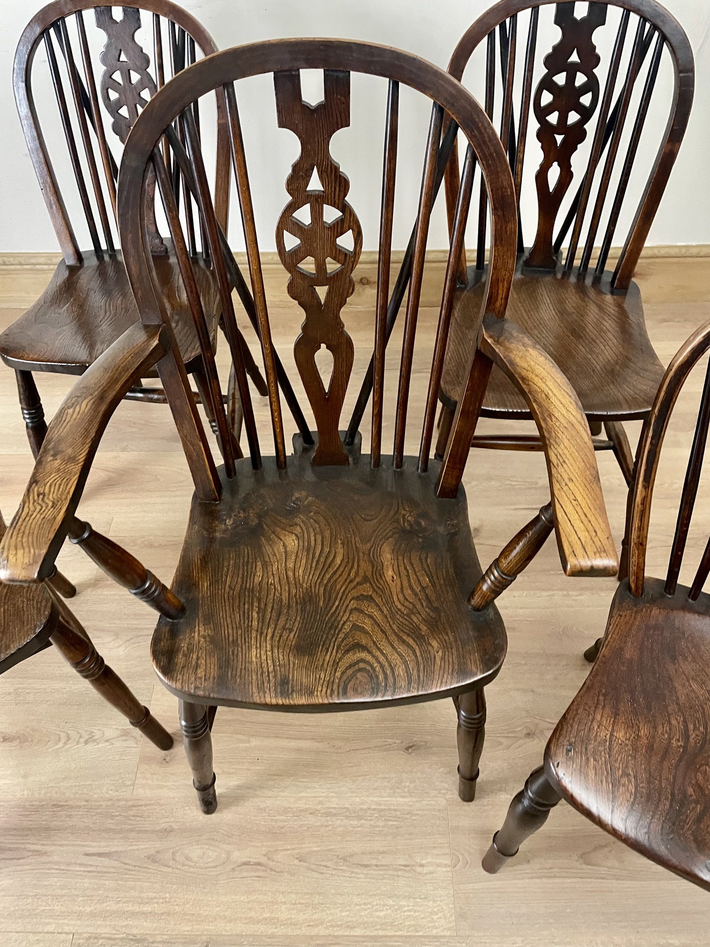 Elegant 19th Century Harlequin Set of Kitchen Chairs - Perfectly Restored