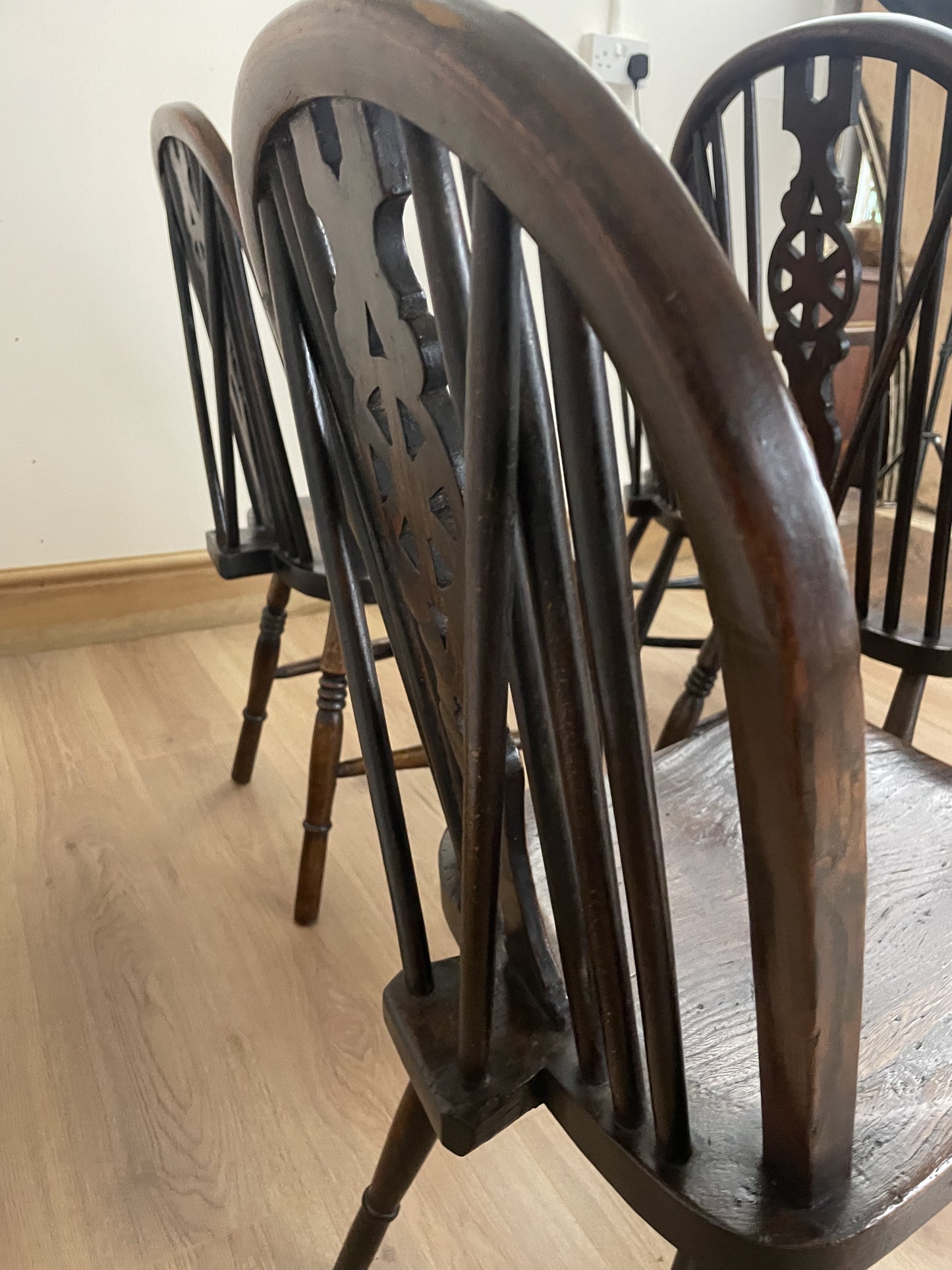 Elegant 19th Century Harlequin Set of Kitchen Chairs - Perfectly Restored