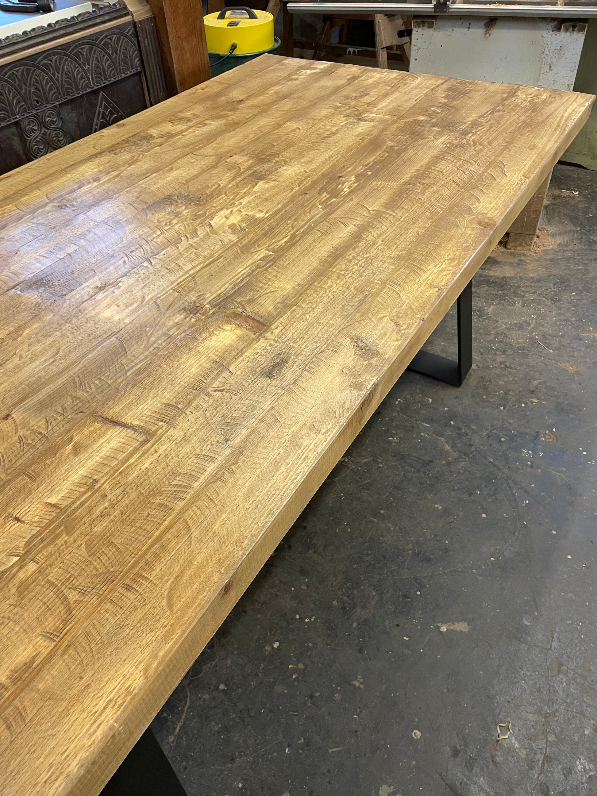 Large Industrial Dining Table with Bench table top