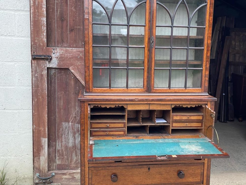 Timeless Splendor: 19th Century Mahogany Secretaire Bookcase