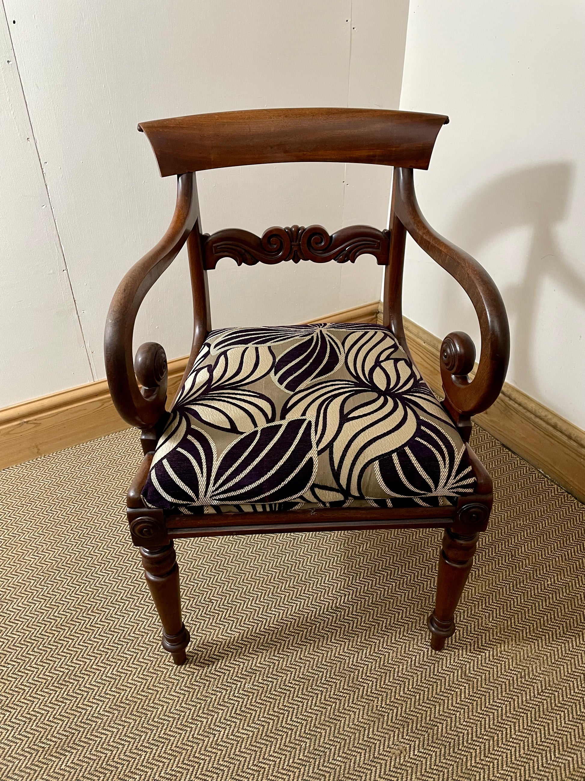Victorian Antique Scroll Arm Chair