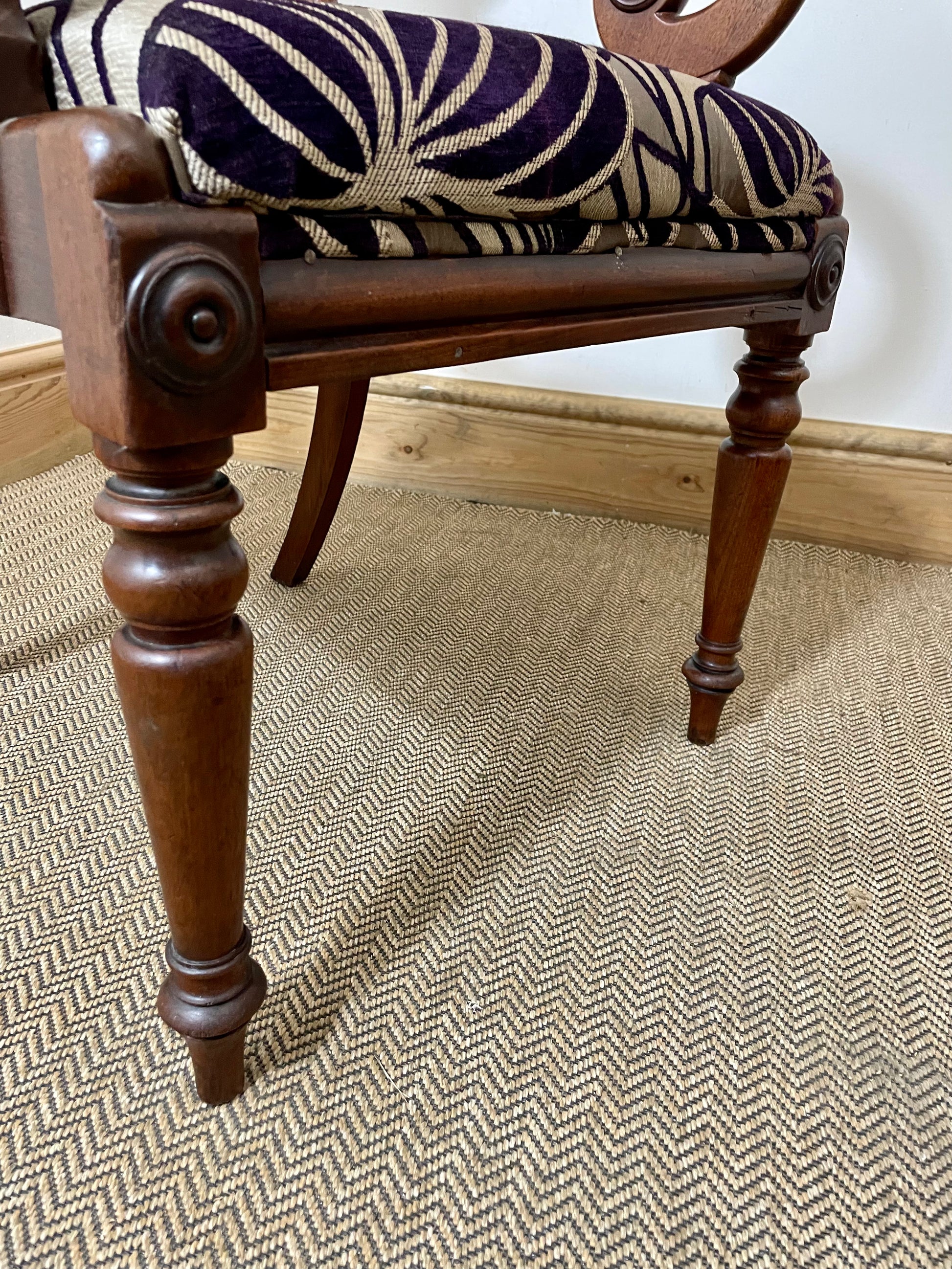 Victorian Antique Scroll Arm Chair