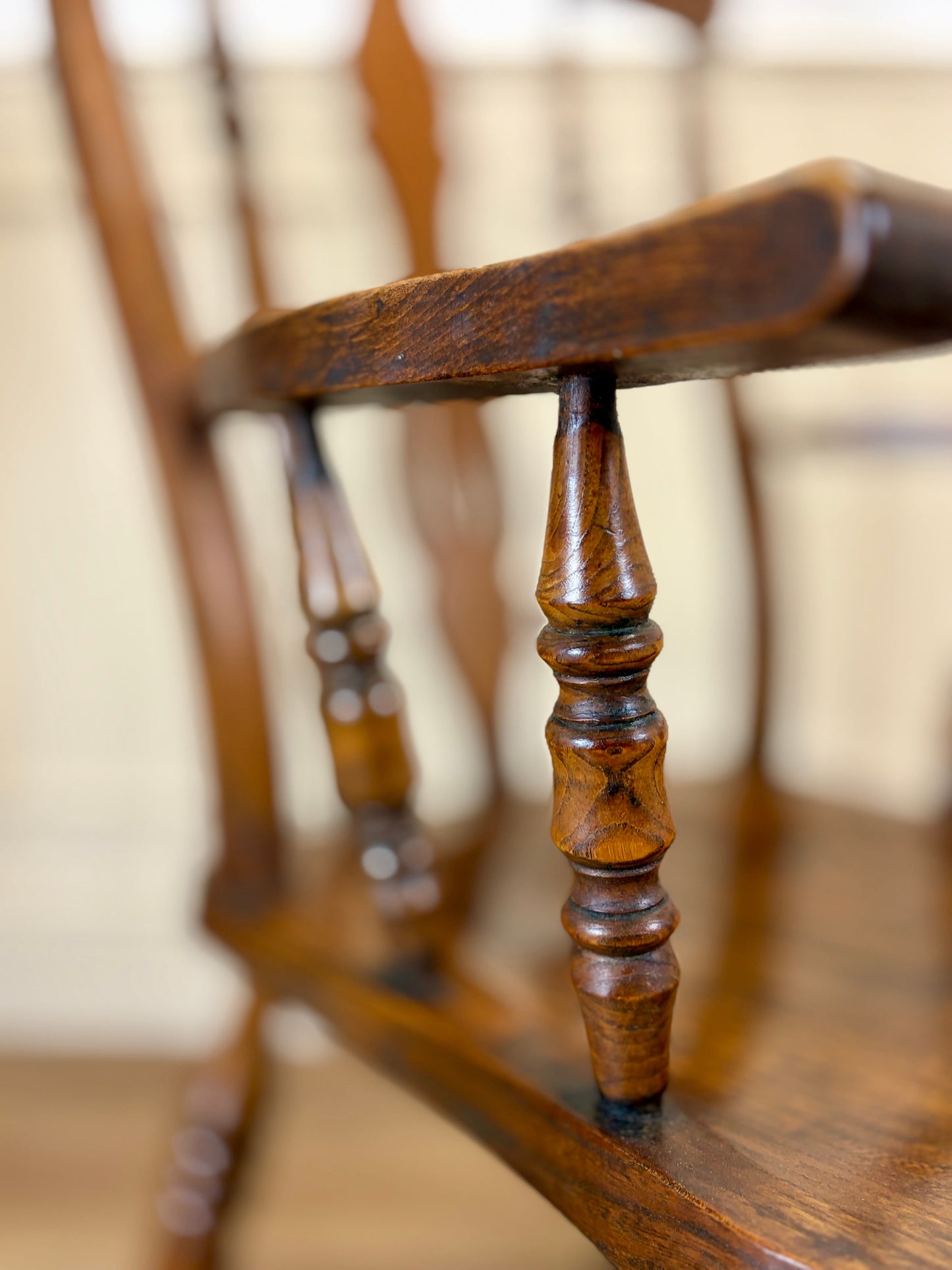 Antique farmhouse kitchen chair in fruitwood with rustic country style