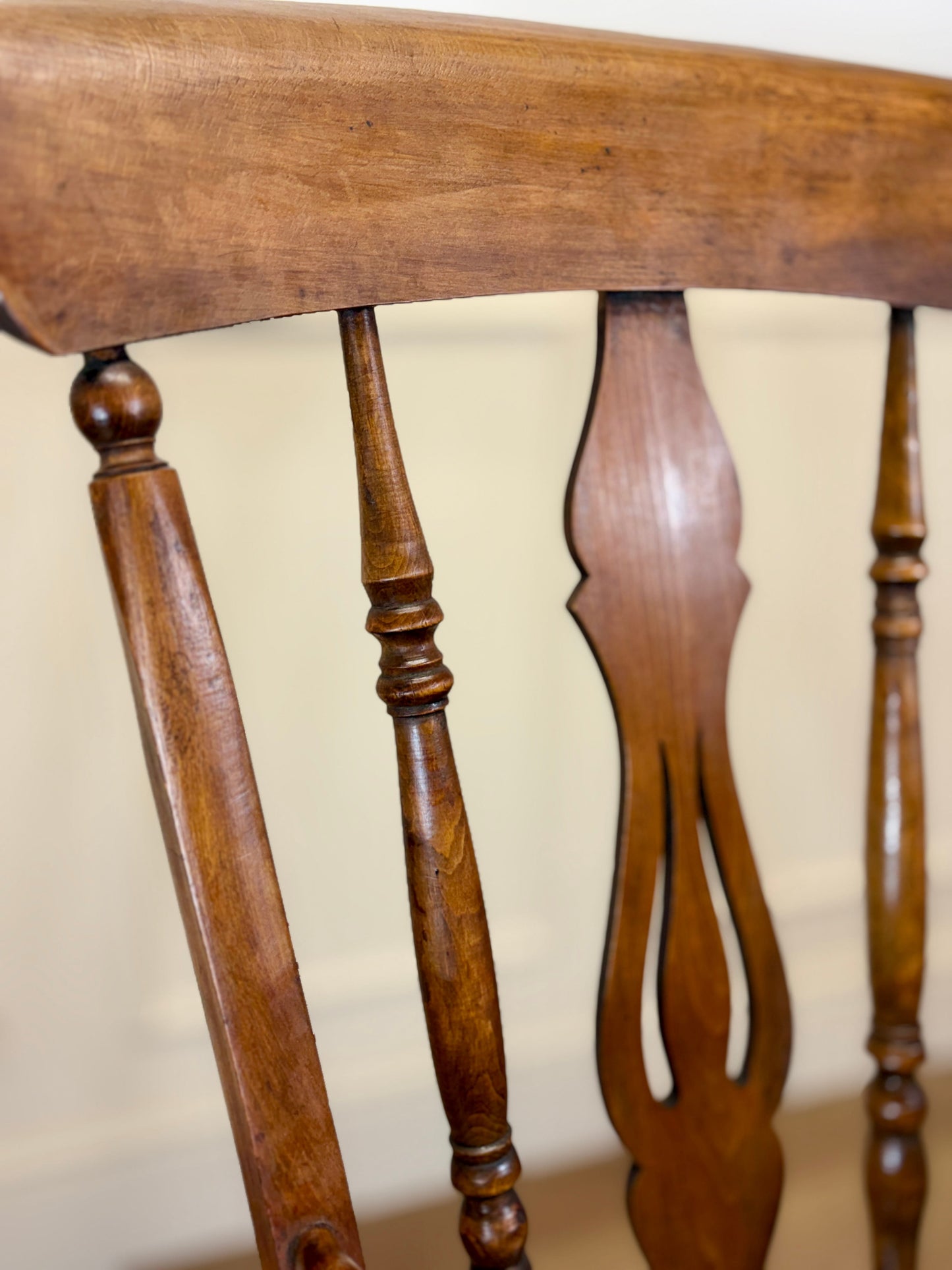 Antique farmhouse kitchen chair in fruitwood with rustic country style