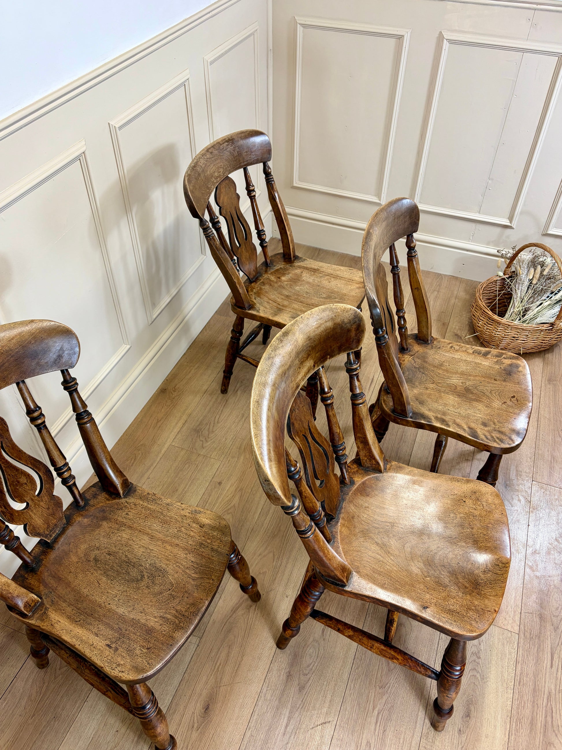 Antique farmhouse kitchen chair in fruitwood with rustic country style
