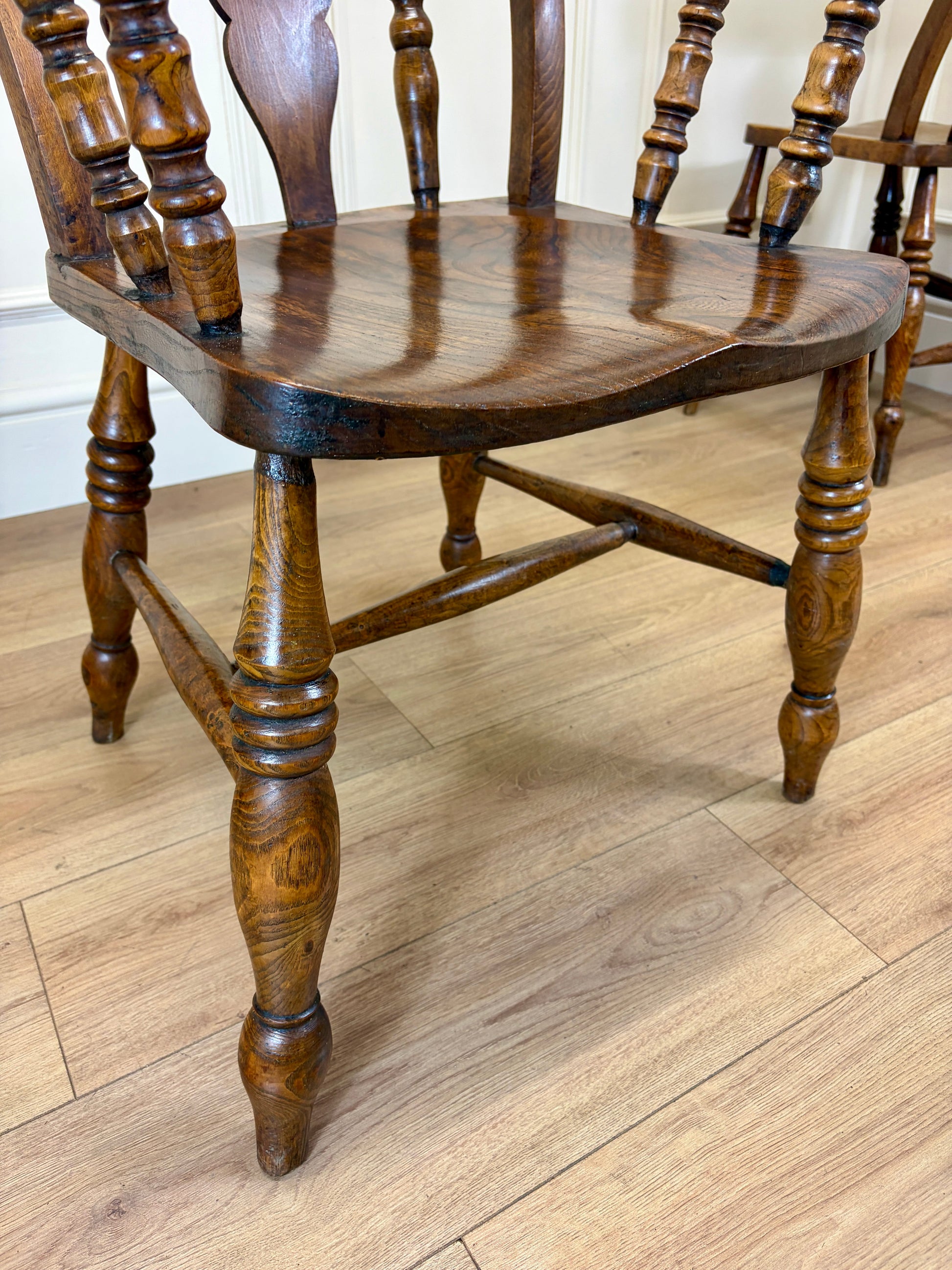 Antique farmhouse kitchen chair in fruitwood with rustic country style