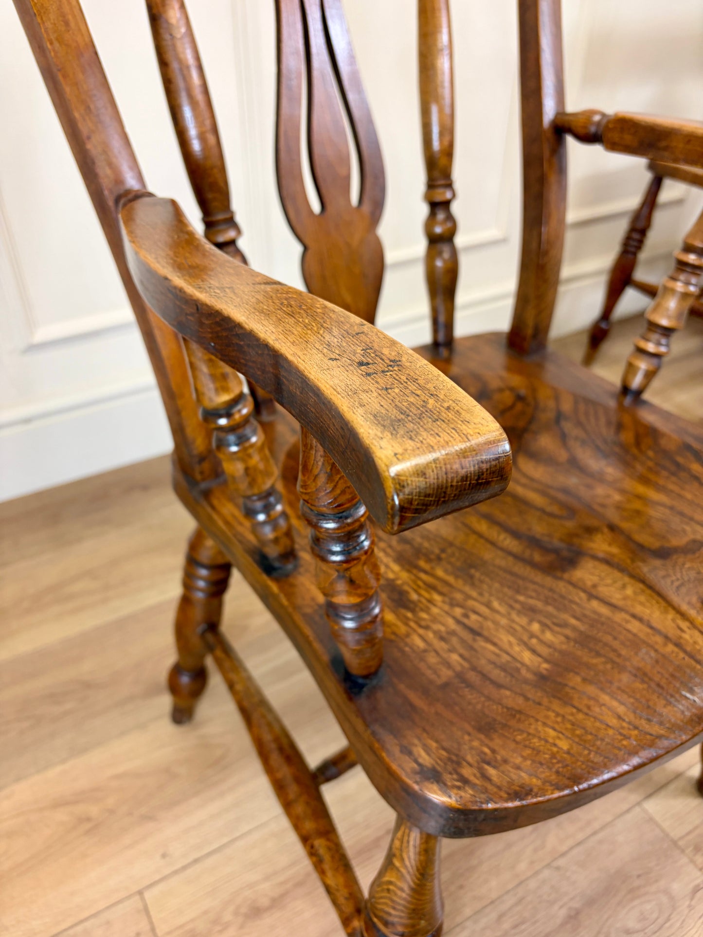 Antique farmhouse kitchen chair in fruitwood with rustic country style