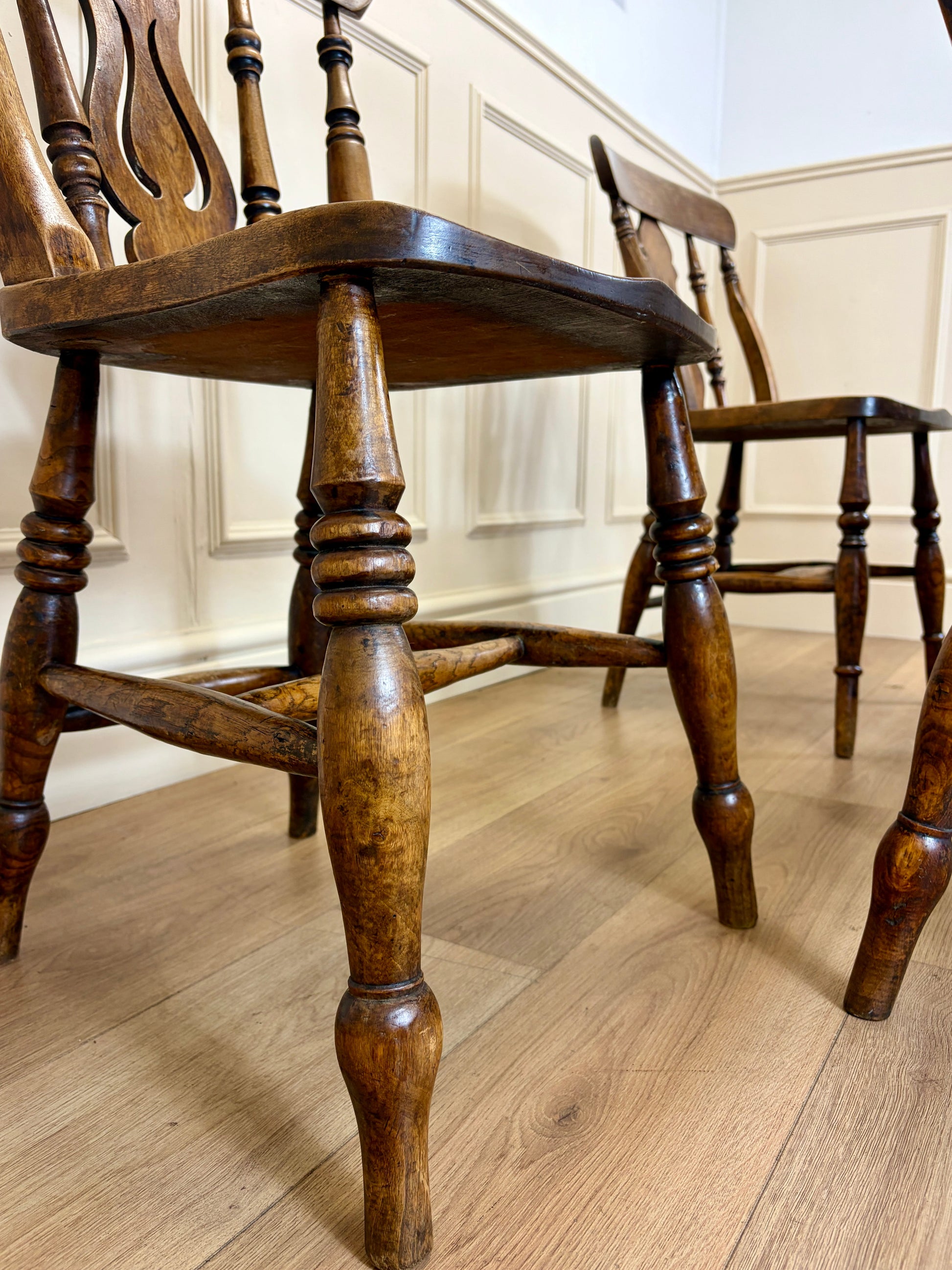 Antique farmhouse kitchen chair in fruitwood with rustic country style
