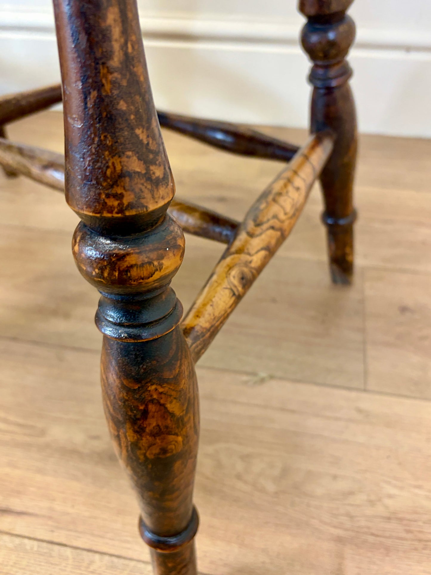 Antique farmhouse kitchen chair in fruitwood with rustic country style