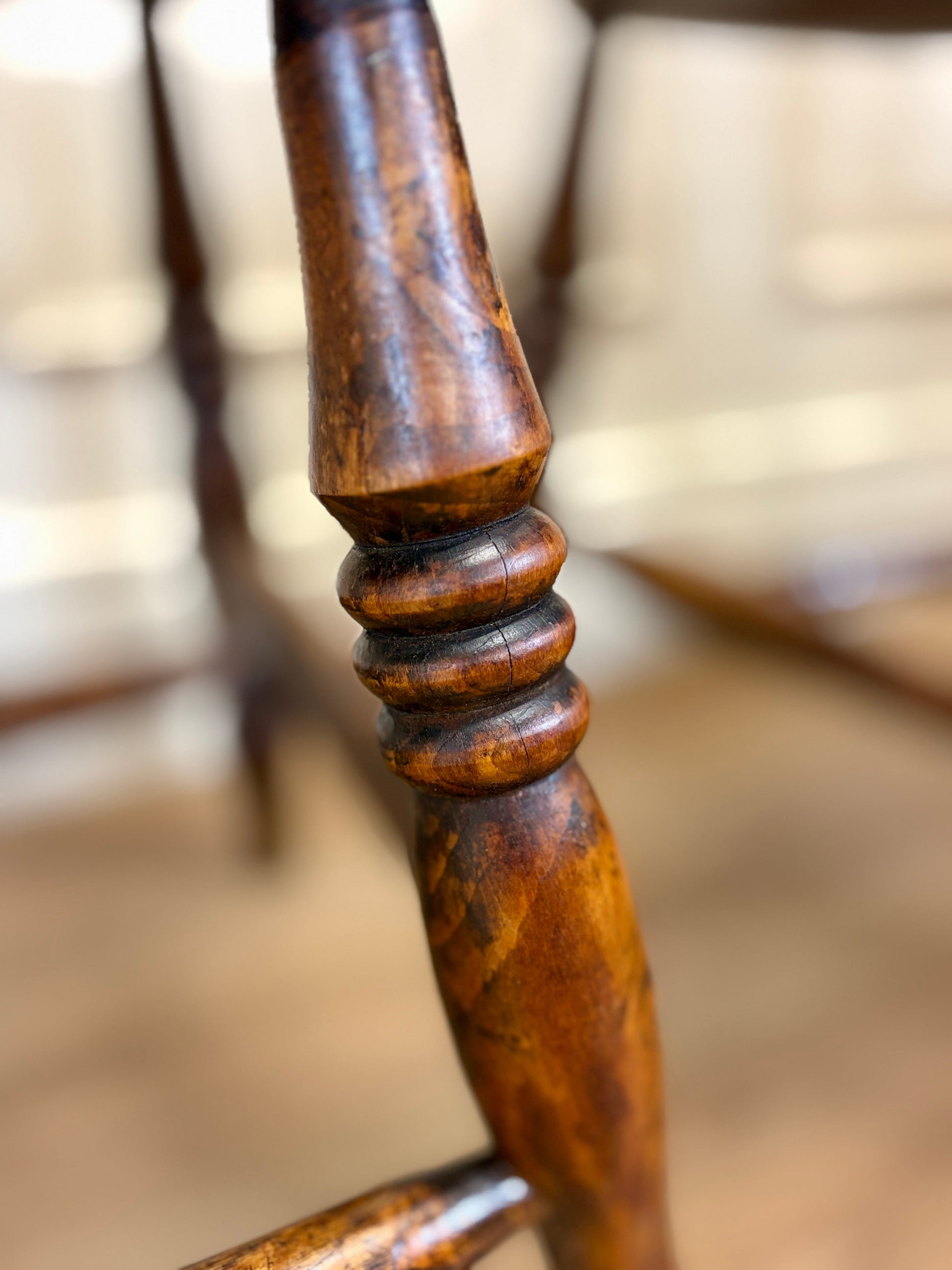 Antique farmhouse kitchen chair in fruitwood with rustic country style