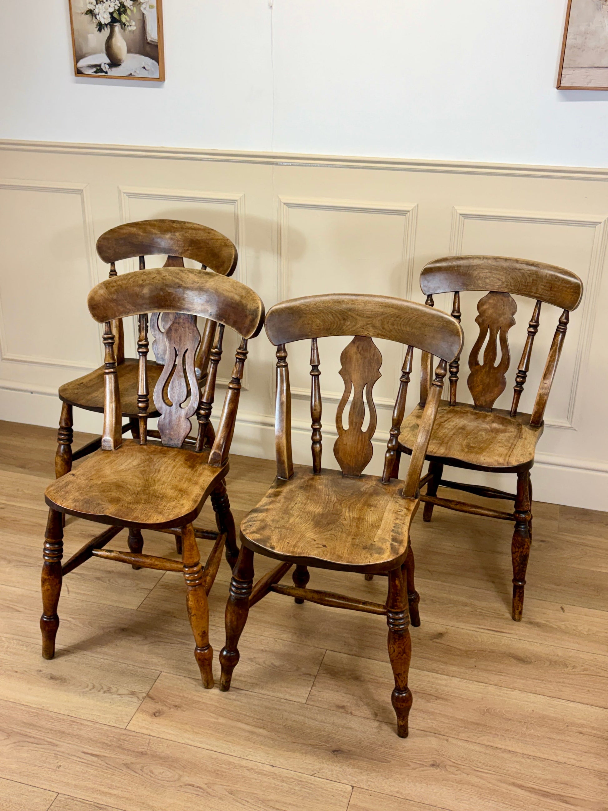 Antique farmhouse kitchen chair in fruitwood with rustic country style