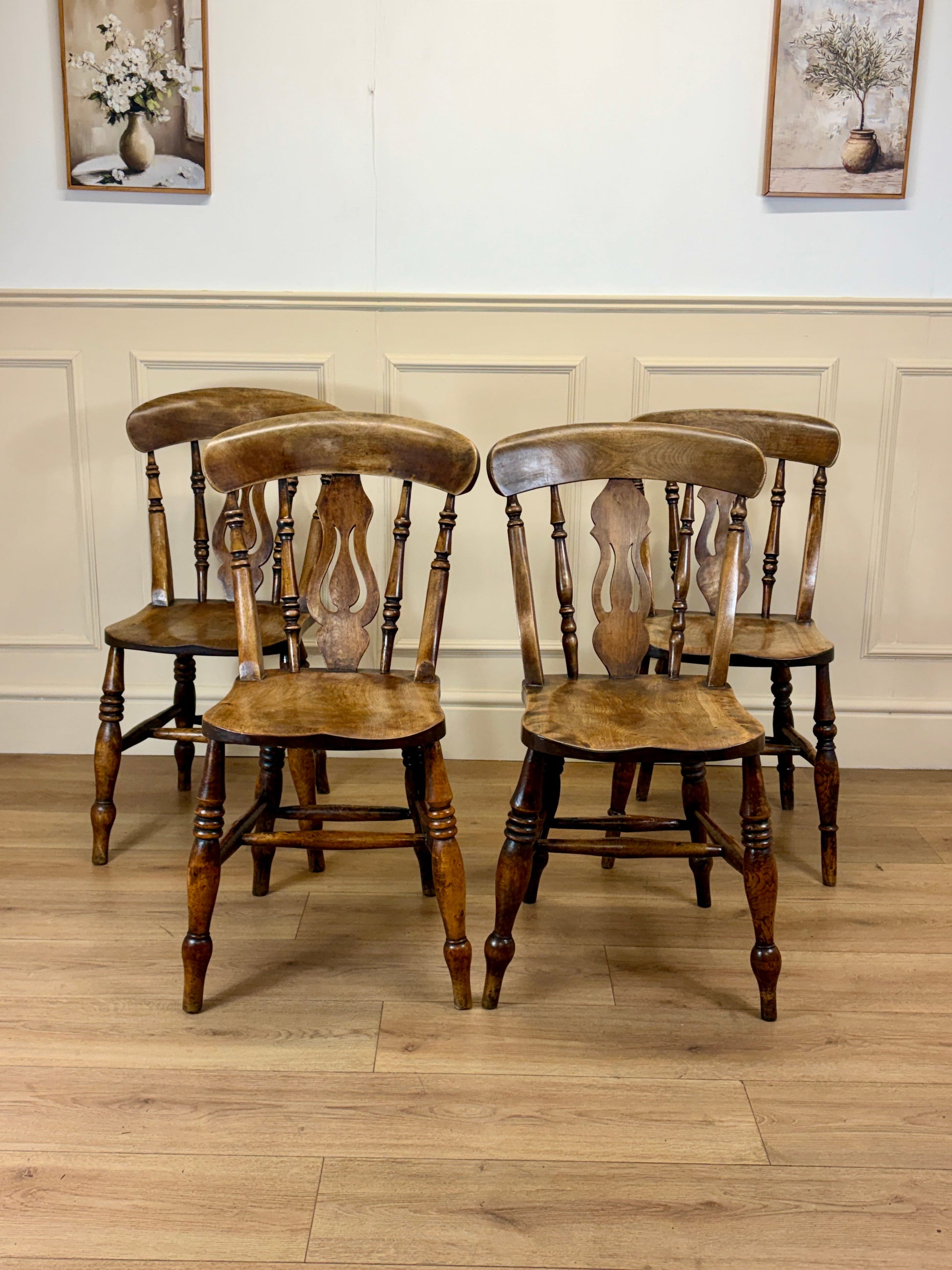 Antique farmhouse kitchen chair in fruitwood with rustic country style
