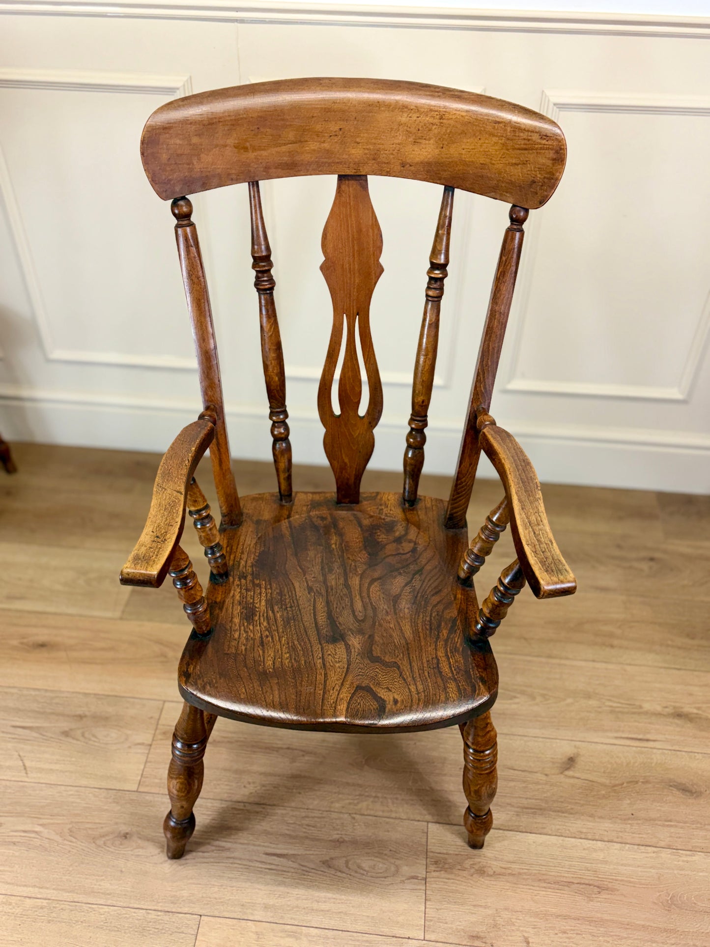 Antique farmhouse kitchen chair in fruitwood with rustic country style