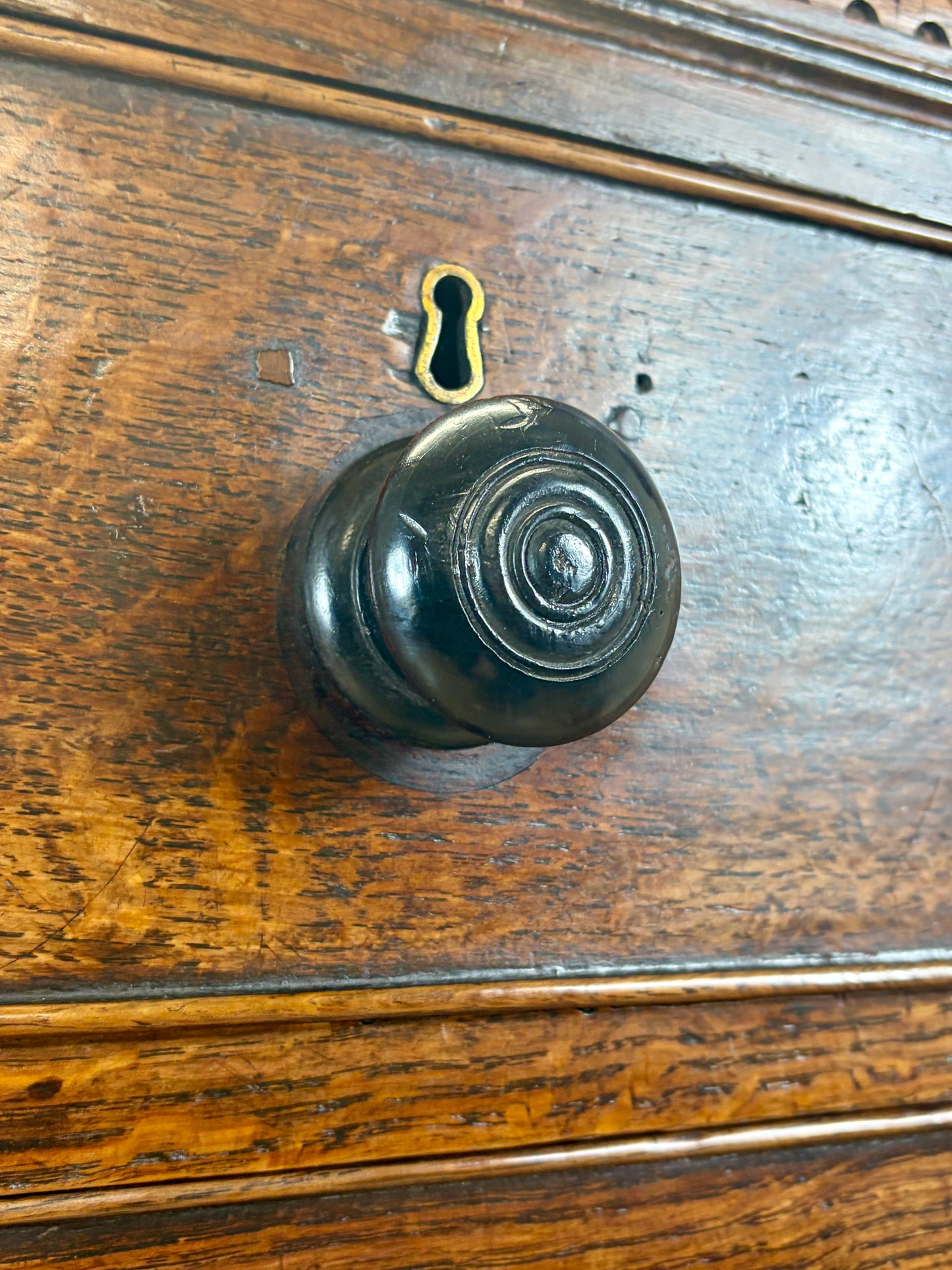 antique georgian oak chest of drawers with carved detail
