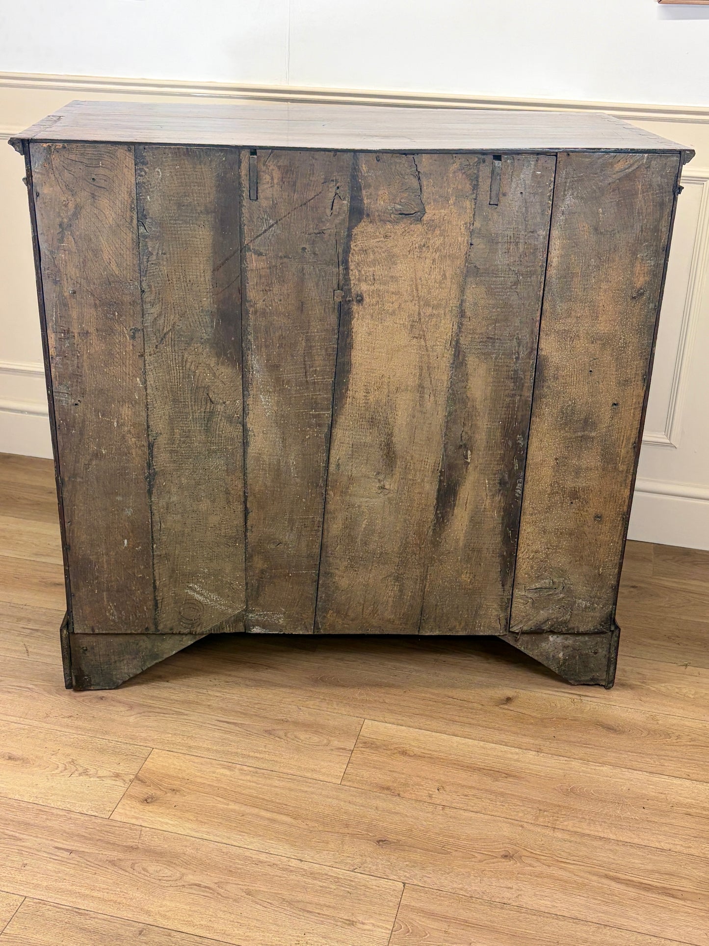 antique georgian oak chest of drawers with carved detail