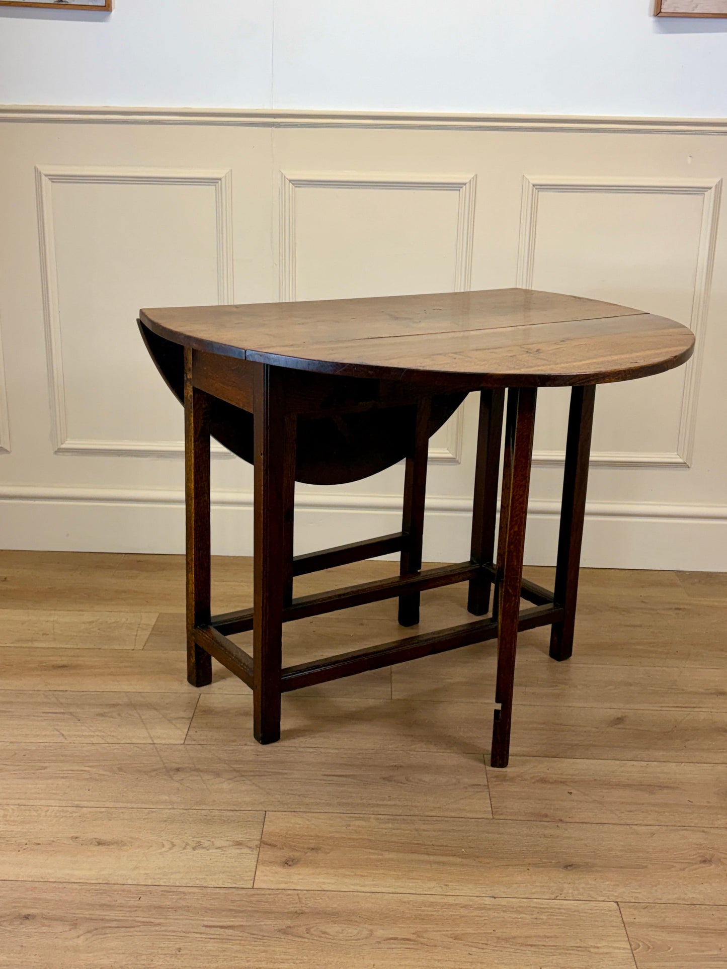 Antique Georgian oak gateleg kitchen table with country house character