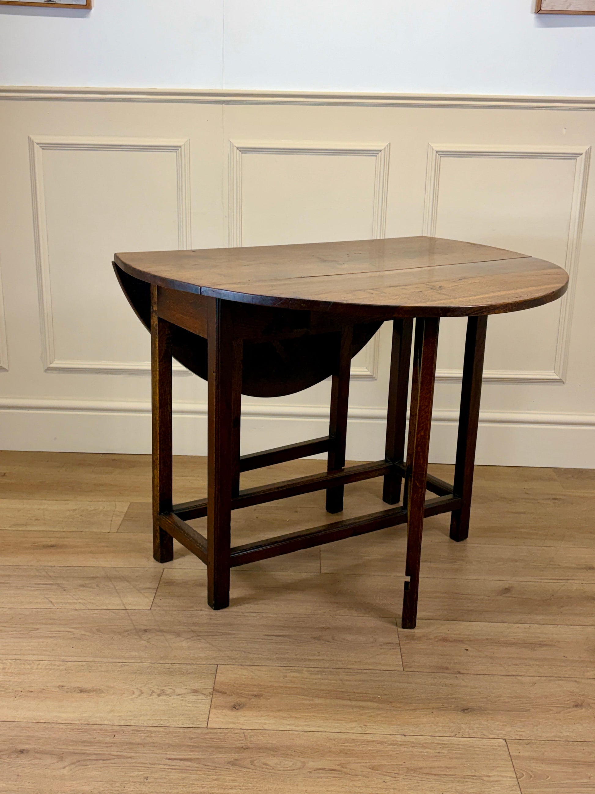 Antique Georgian oak gateleg kitchen table with country house character