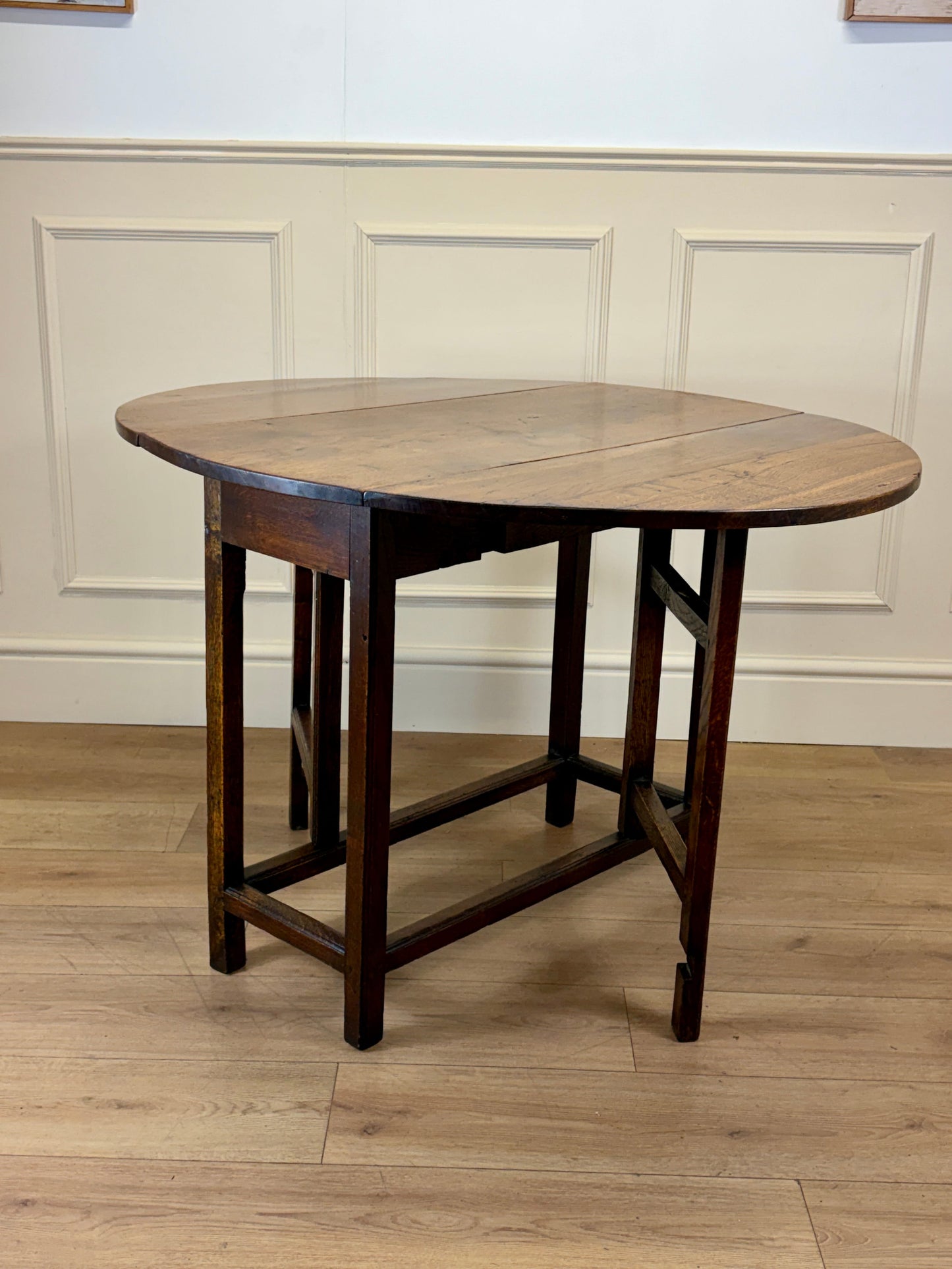 Antique Georgian oak gateleg kitchen table with country house character