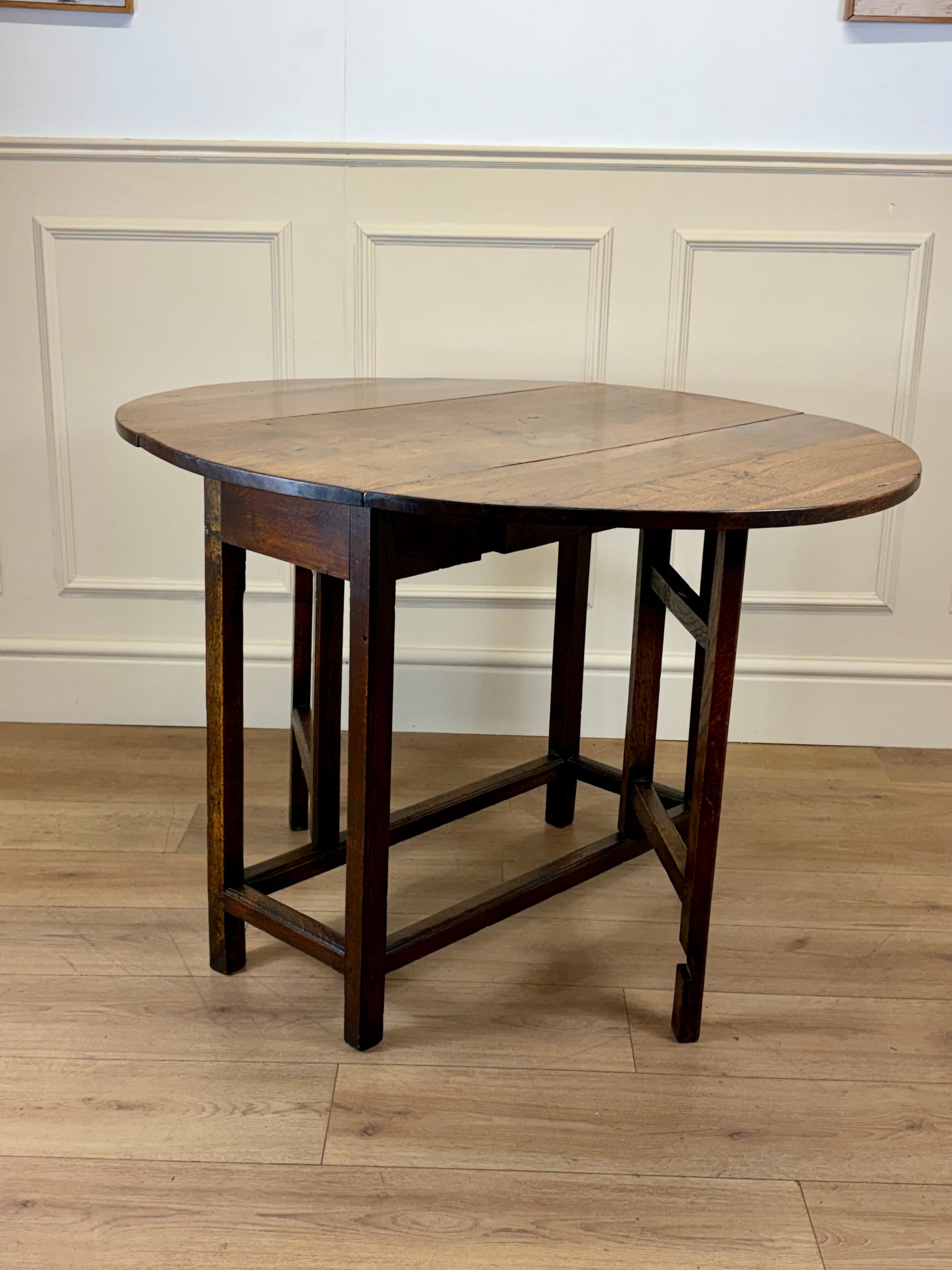 Antique Georgian oak gateleg kitchen table with country house character