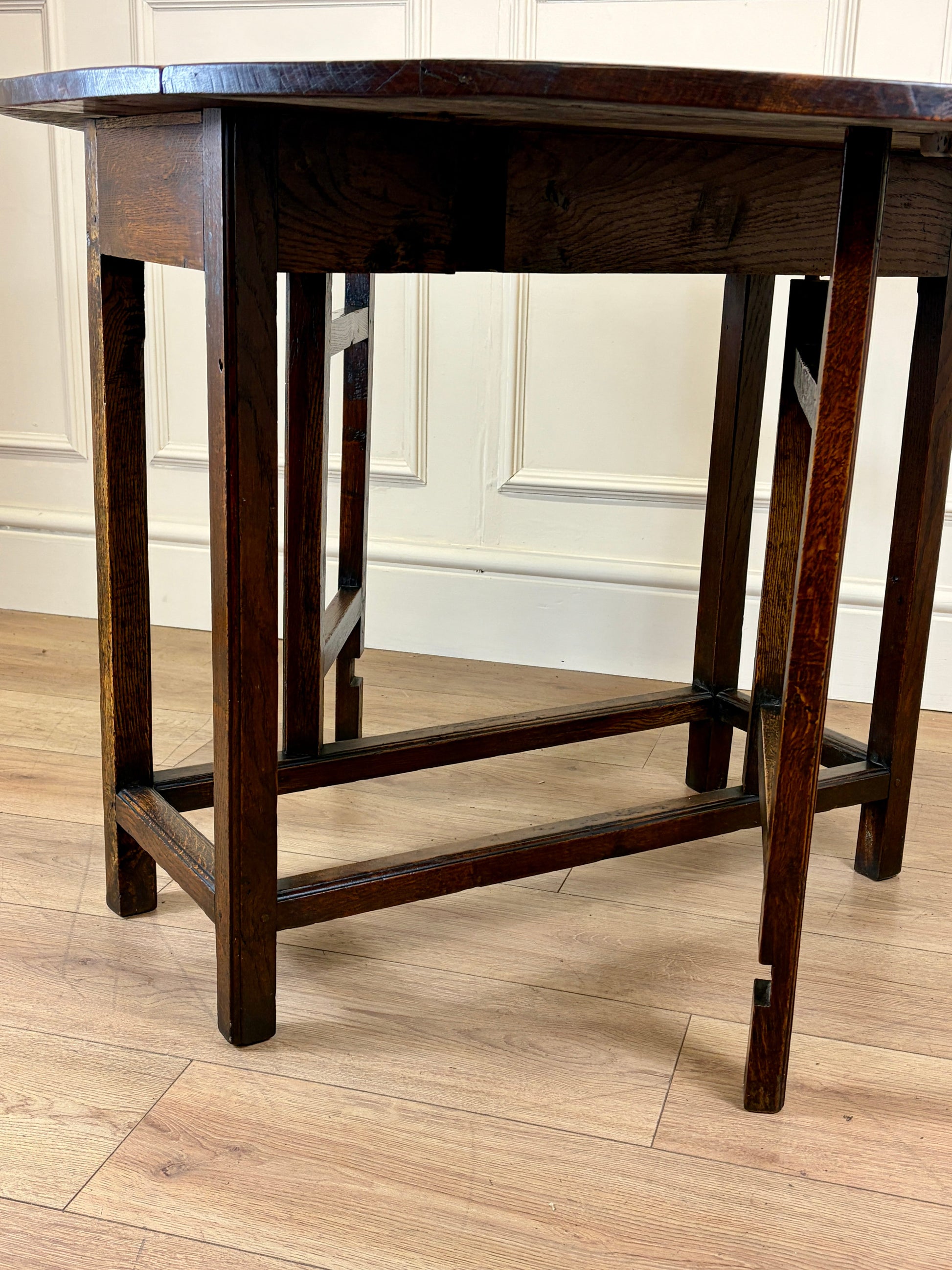Antique Georgian oak gateleg kitchen table with country house character